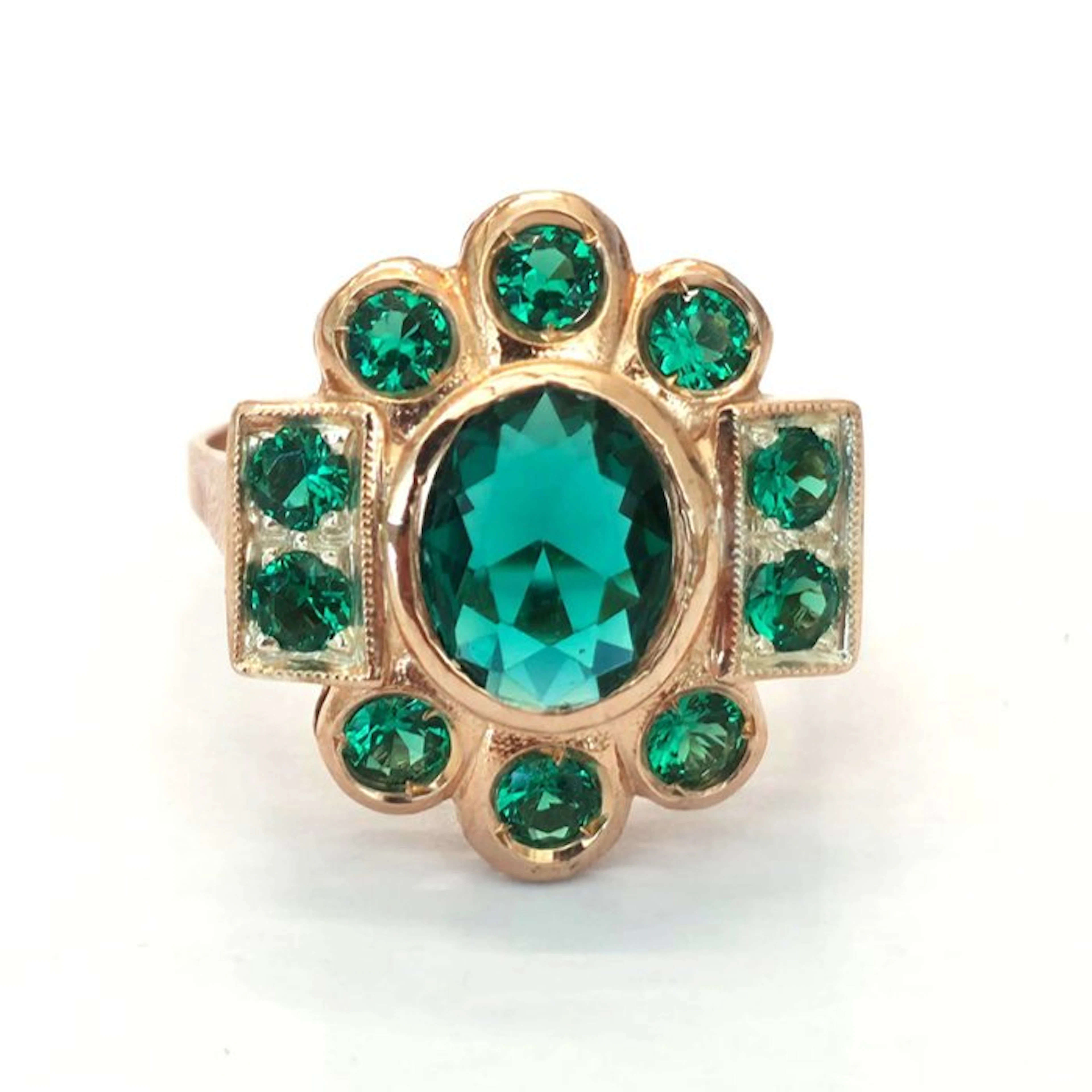 No reserve price - Ring - 9 kt. Rose gold, Silver Spinel - Spinel