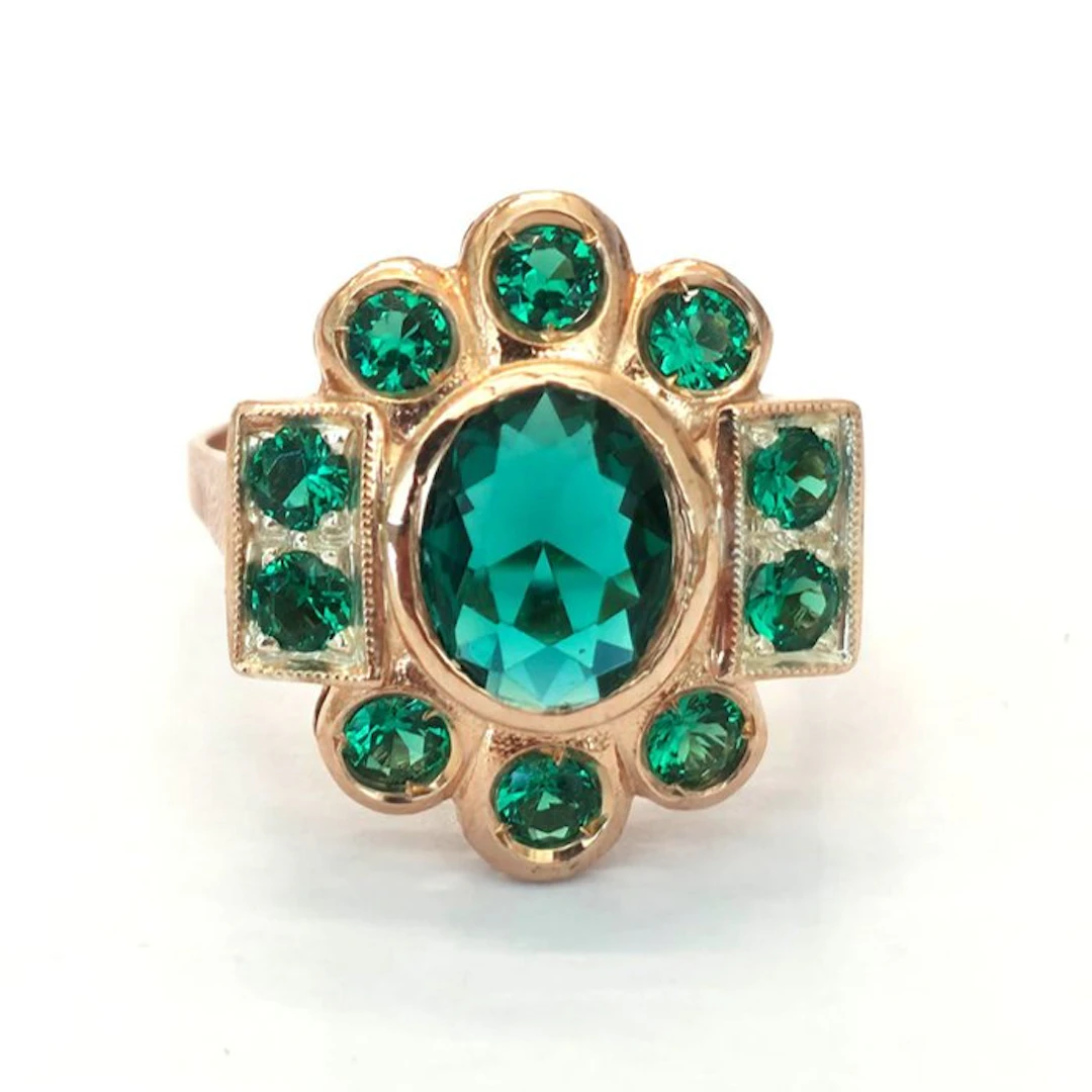 No reserve price - Ring - 9 kt. Rose gold, Silver Spinel - Spinel