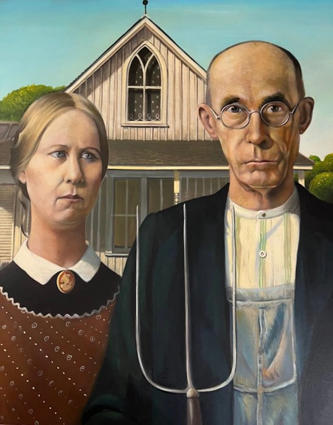 Tran Georges (1966) - American Gothic ↑80 →80 cm ✦ Hommage à Grant Wood ✦