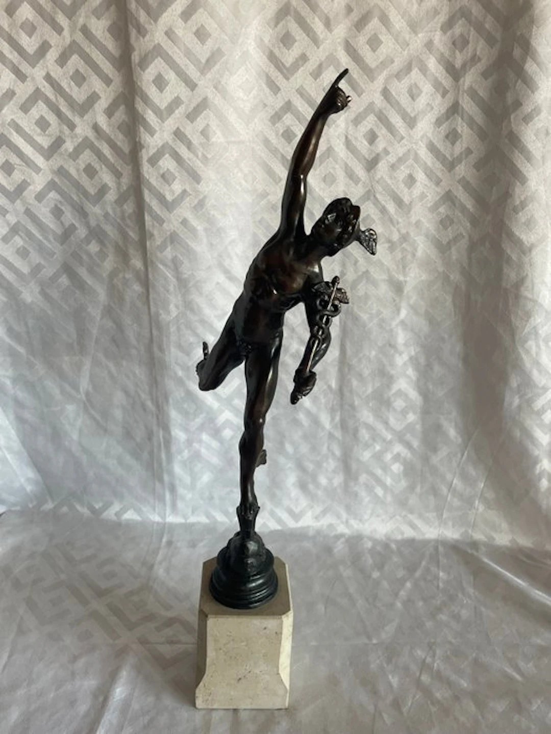 Sculpture, After Giovanni Bologna – Mercury Sculpture - 52 cm - Metal, Marble