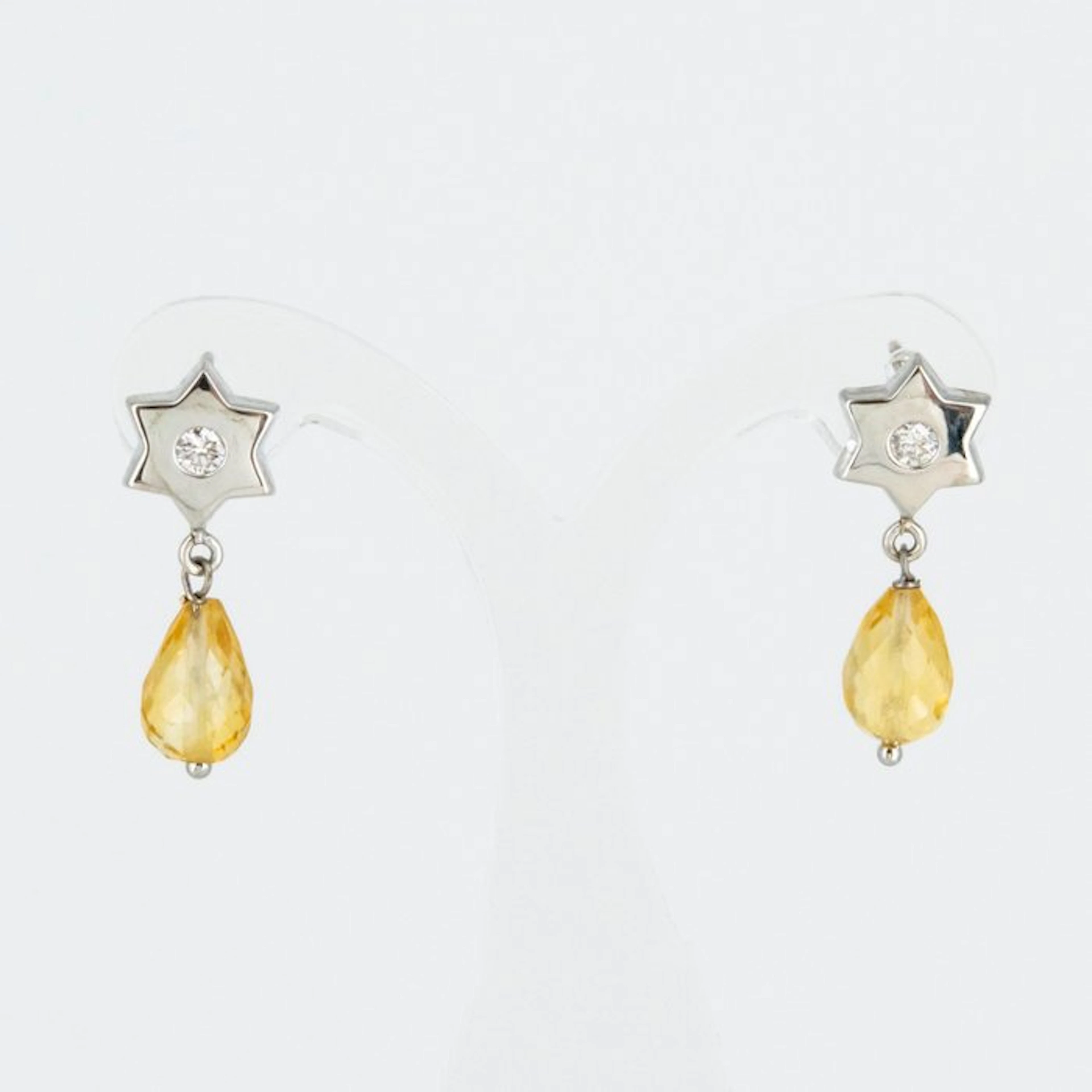 Earrings - 18 kt. White gold Quartz - Diamond