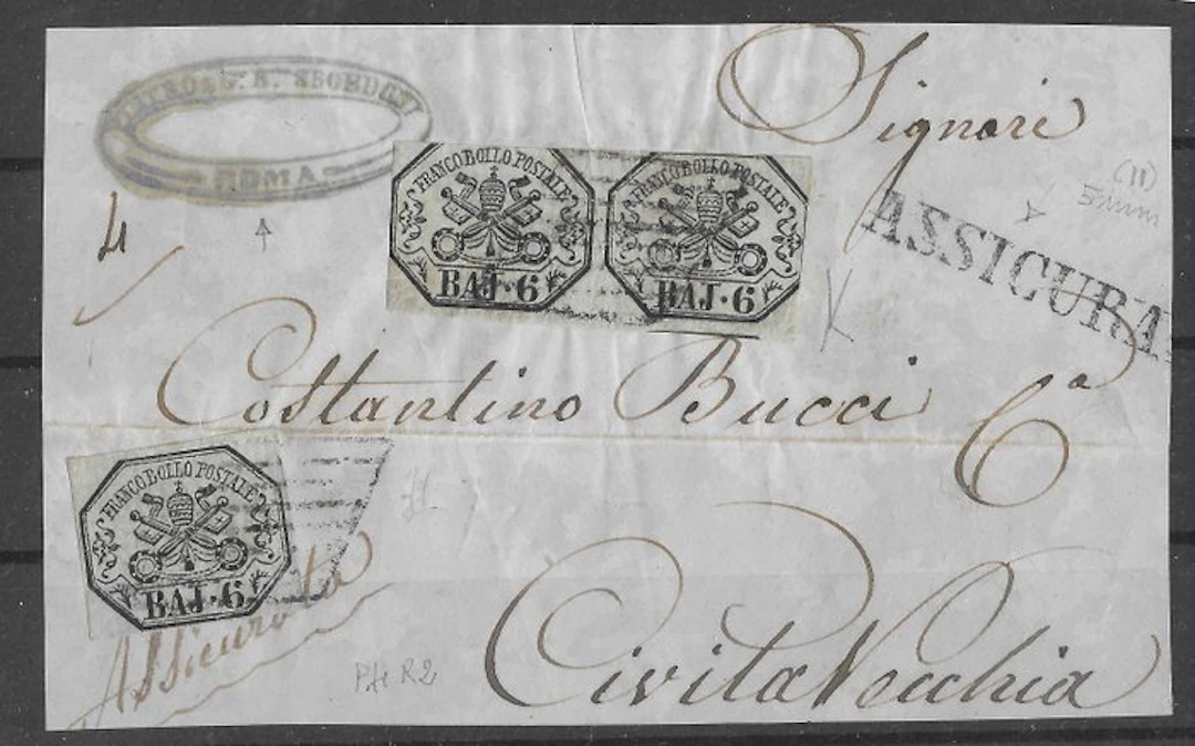 Italian Ancient States - Papal State 1852 - Front of...