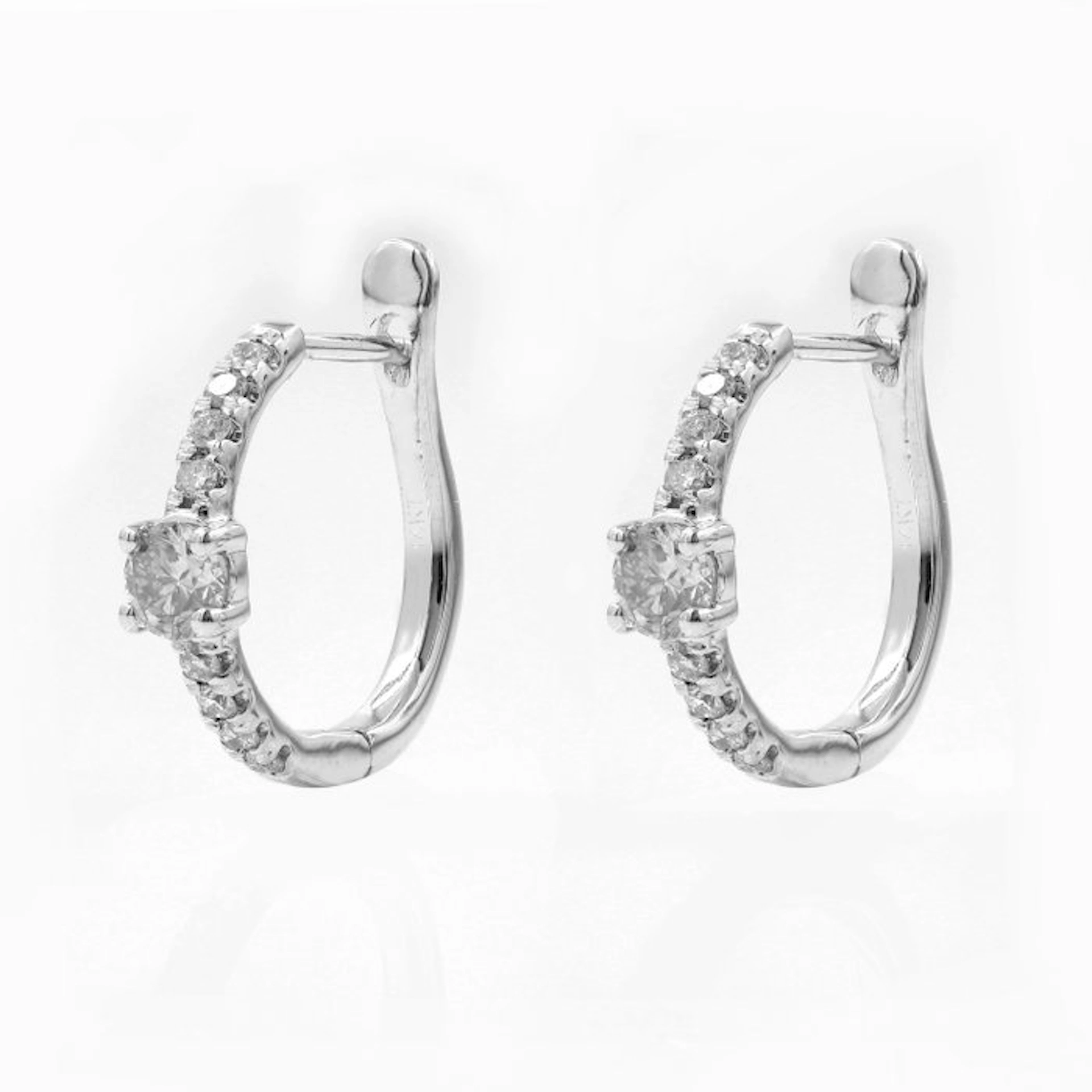 Earrings - 14 kt. White gold - 0.52ct. tw. Diamond (Natural)