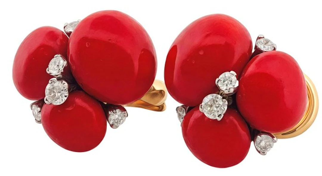 Pomellato - Earrings - Capri - 18 kt. Rose gold Coral - Diamond