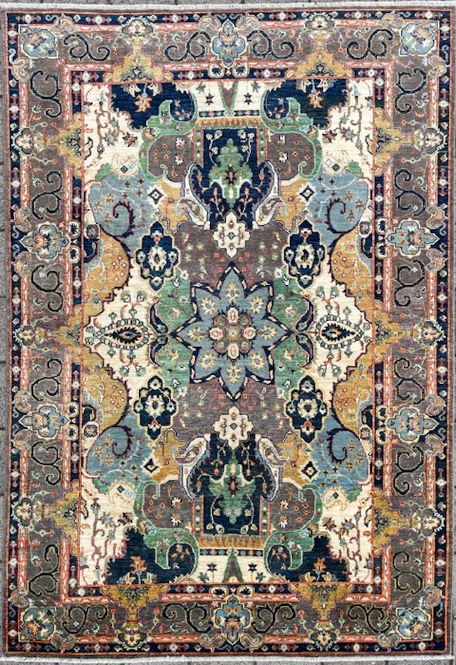 Afghan Art Deco rug - (unused) hand-knotted - wool - Carpet - 293 cm - 204 cm