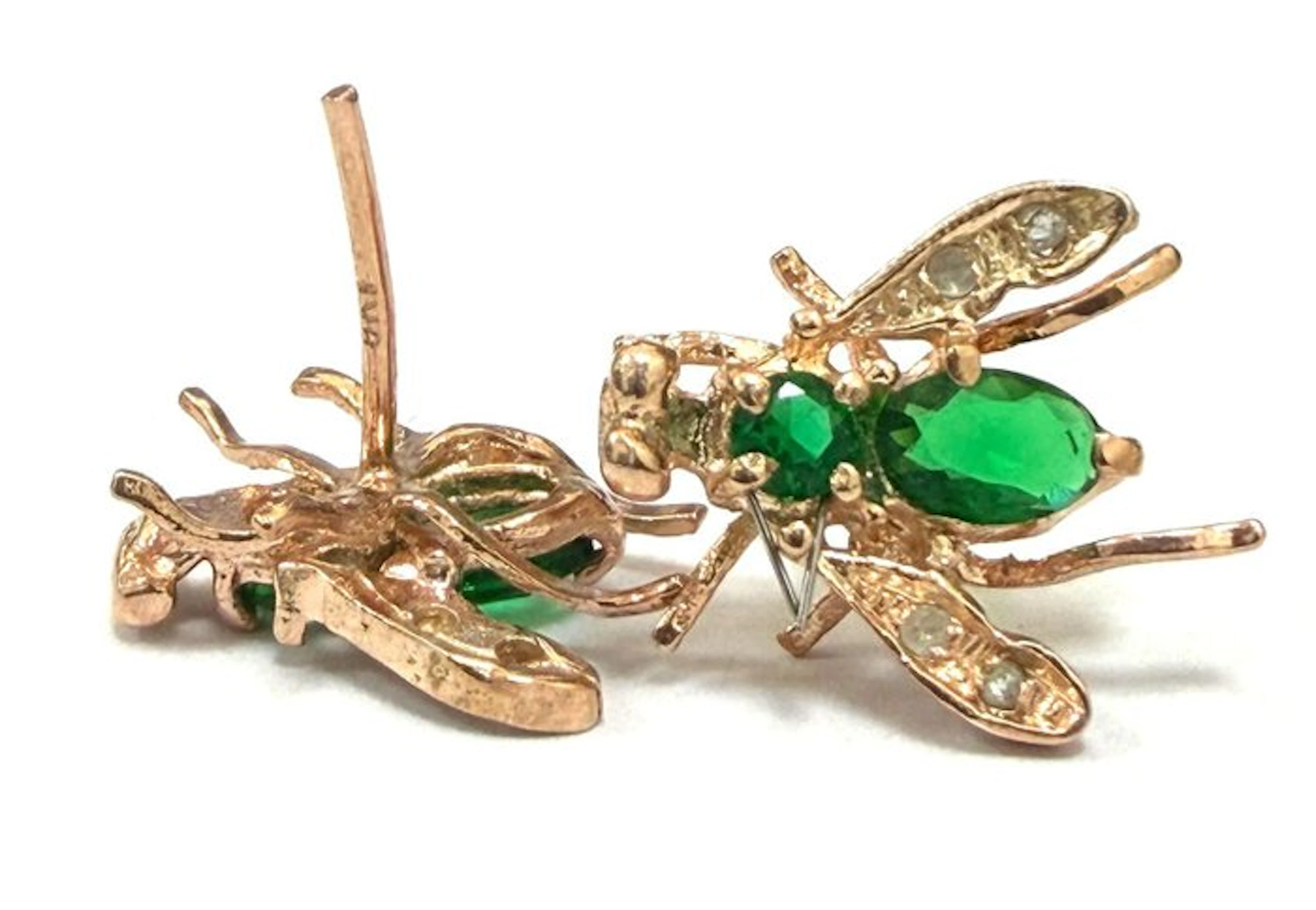 No reserve price - Earrings - 9 kt. Silver, Rose gold Spinel - Diamond