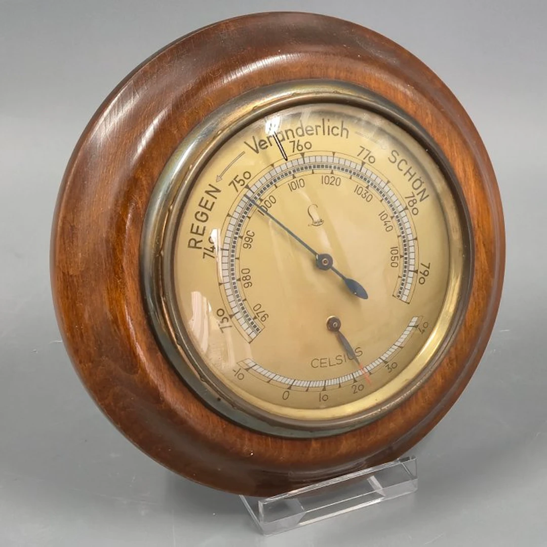 Vintage Lufft Barometer mit Thermometer – Holzrahmen...