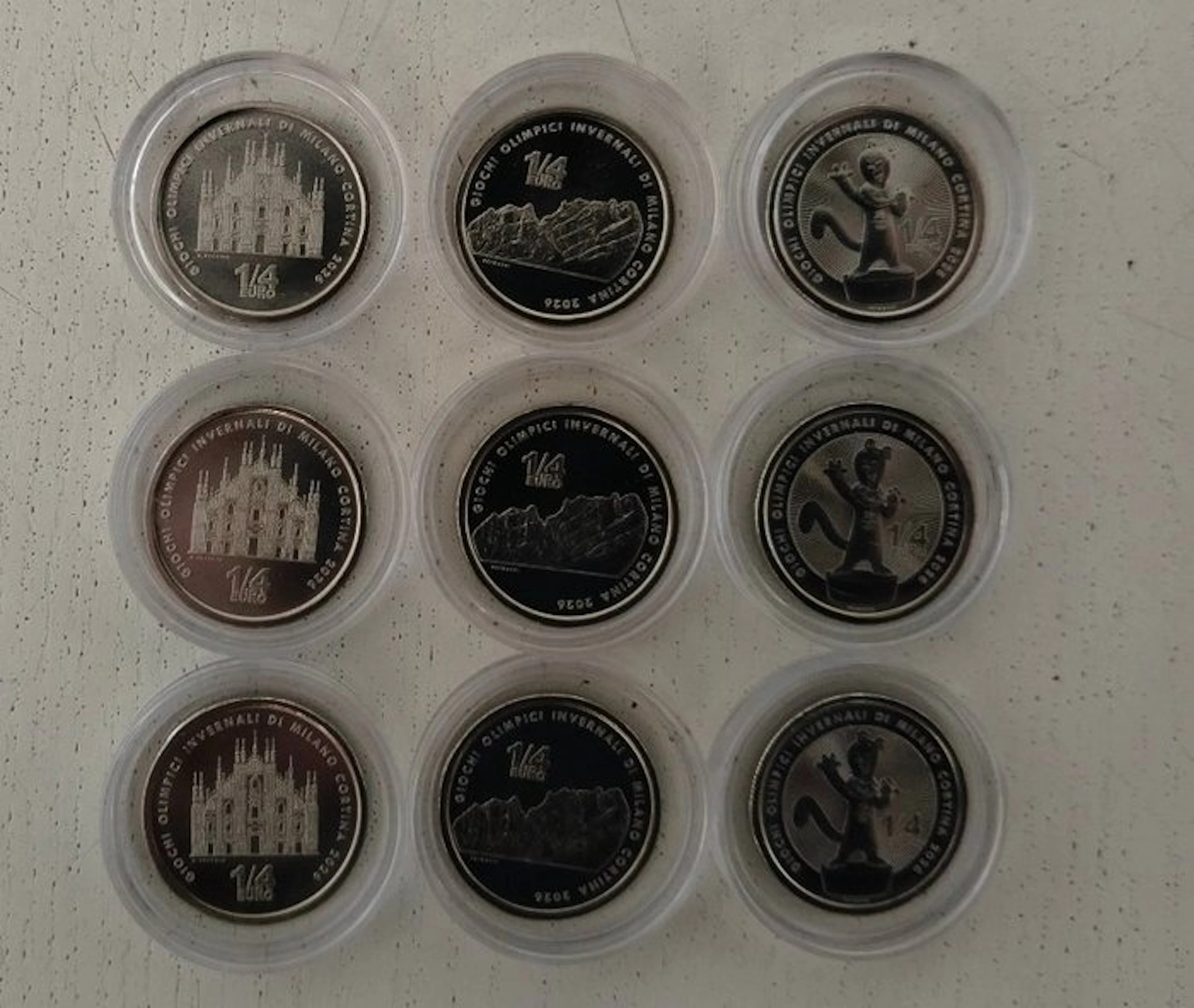 Italy. 1/4 Euro 2026 "Milano Cortina 2026" (9 coins) (No reserve price)