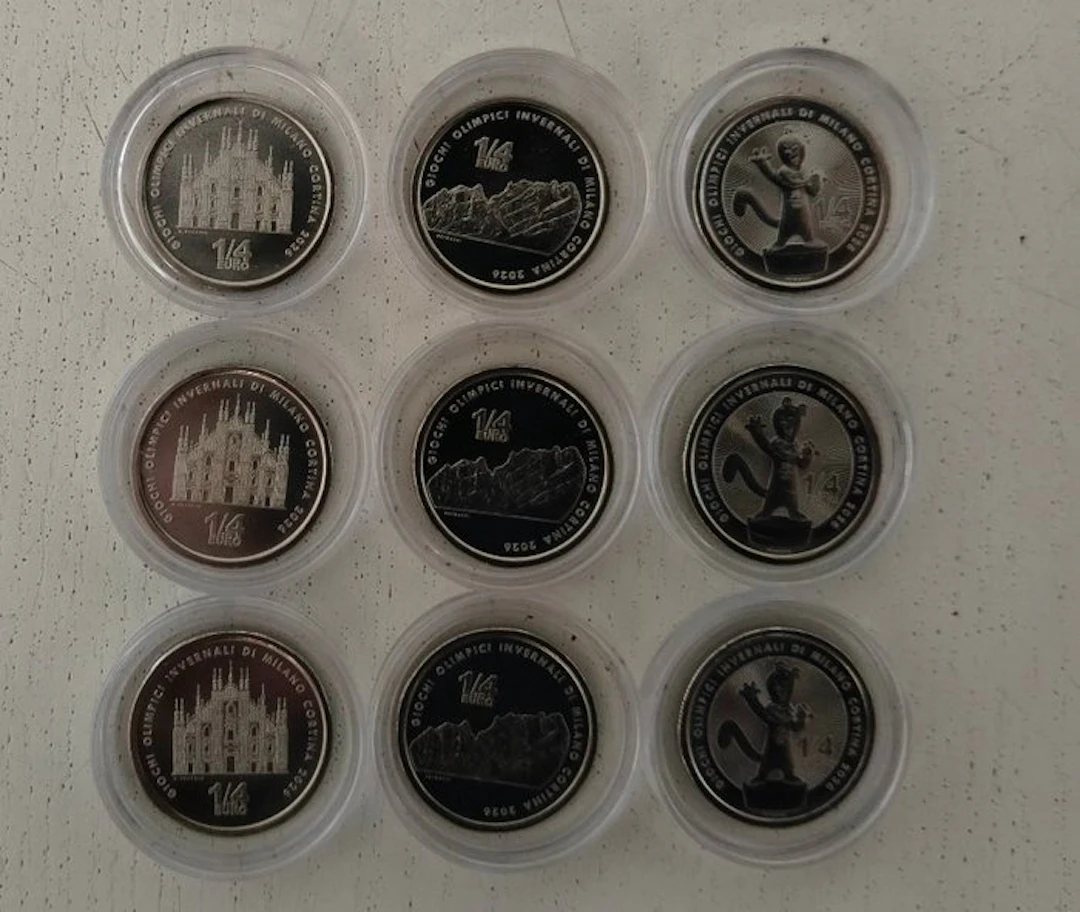 Italy. 1/4 Euro 2026 "Milano Cortina 2026" (9 coins) (No reserve price)