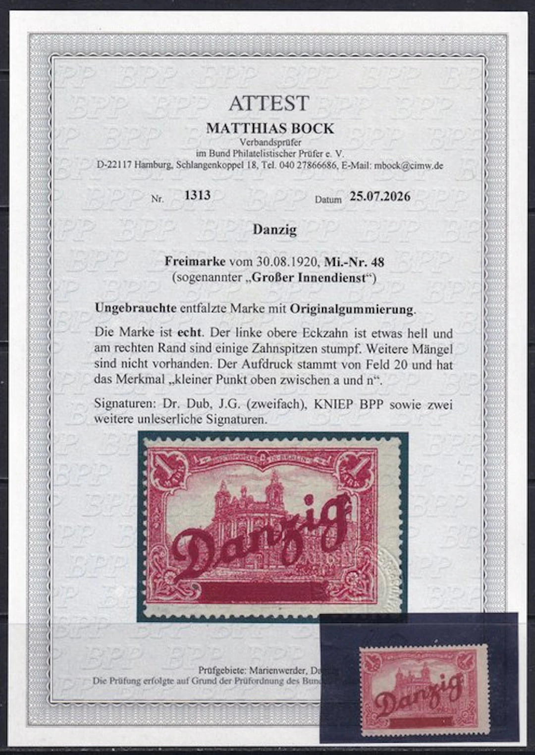 Danzig 1920 - 1 M