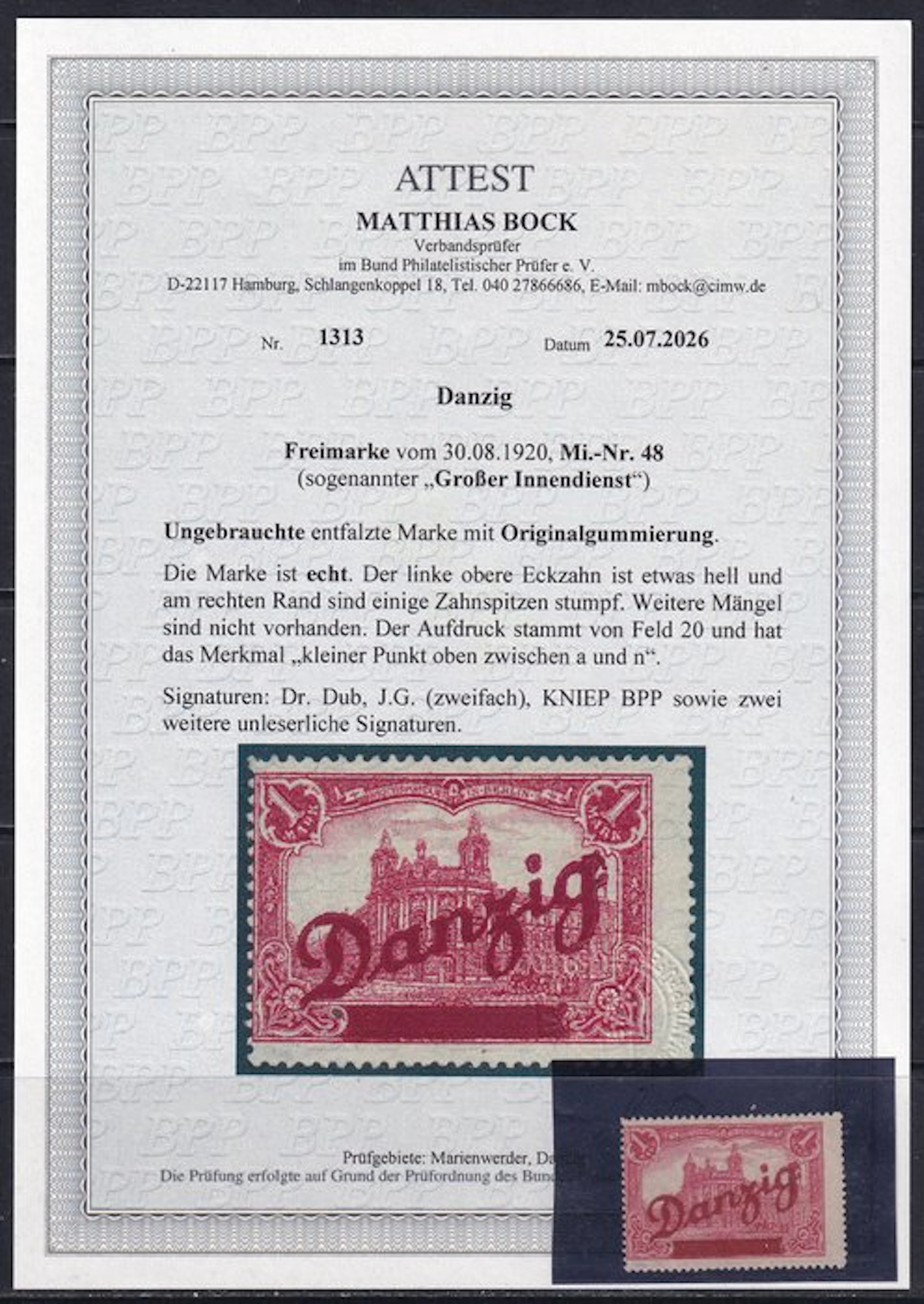 Danzig 1920 - 1 M
