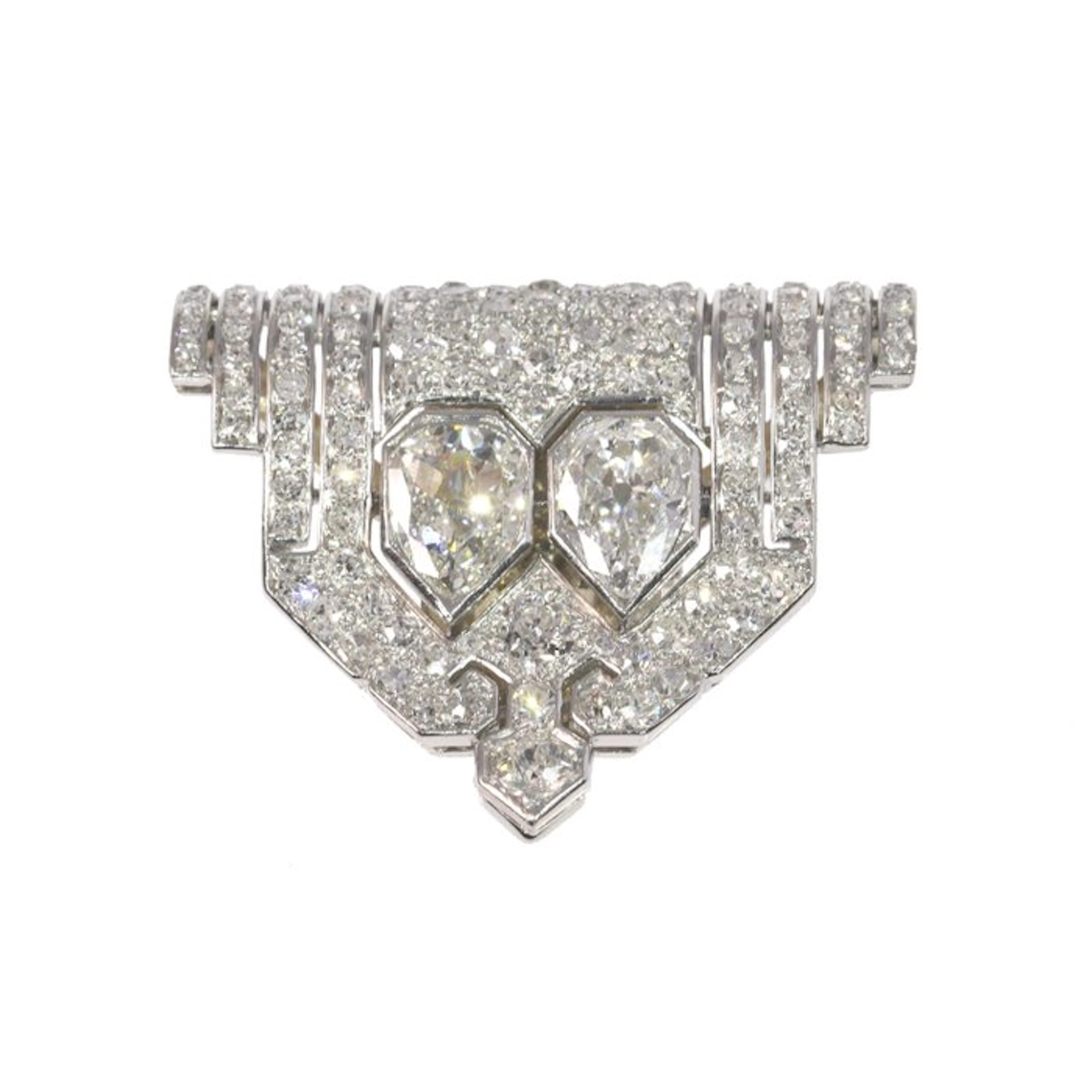 Tie clip - 18 kt. White gold, Platinum - 3.80ct. tw. - Diamond - Art Deco 1930
