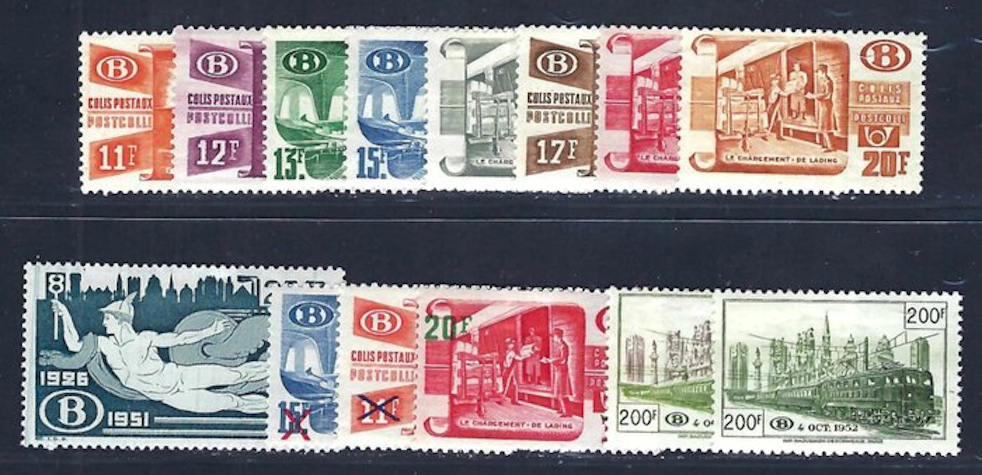 Belgium 1950/1953 - The railway stamps period 1950/53 - OBP/COB : TR322/335