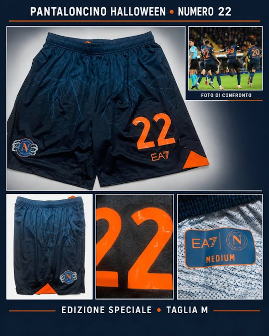 Very rare official SSC Napoli EA7 Halloween Special Edition 2024/25 shorts