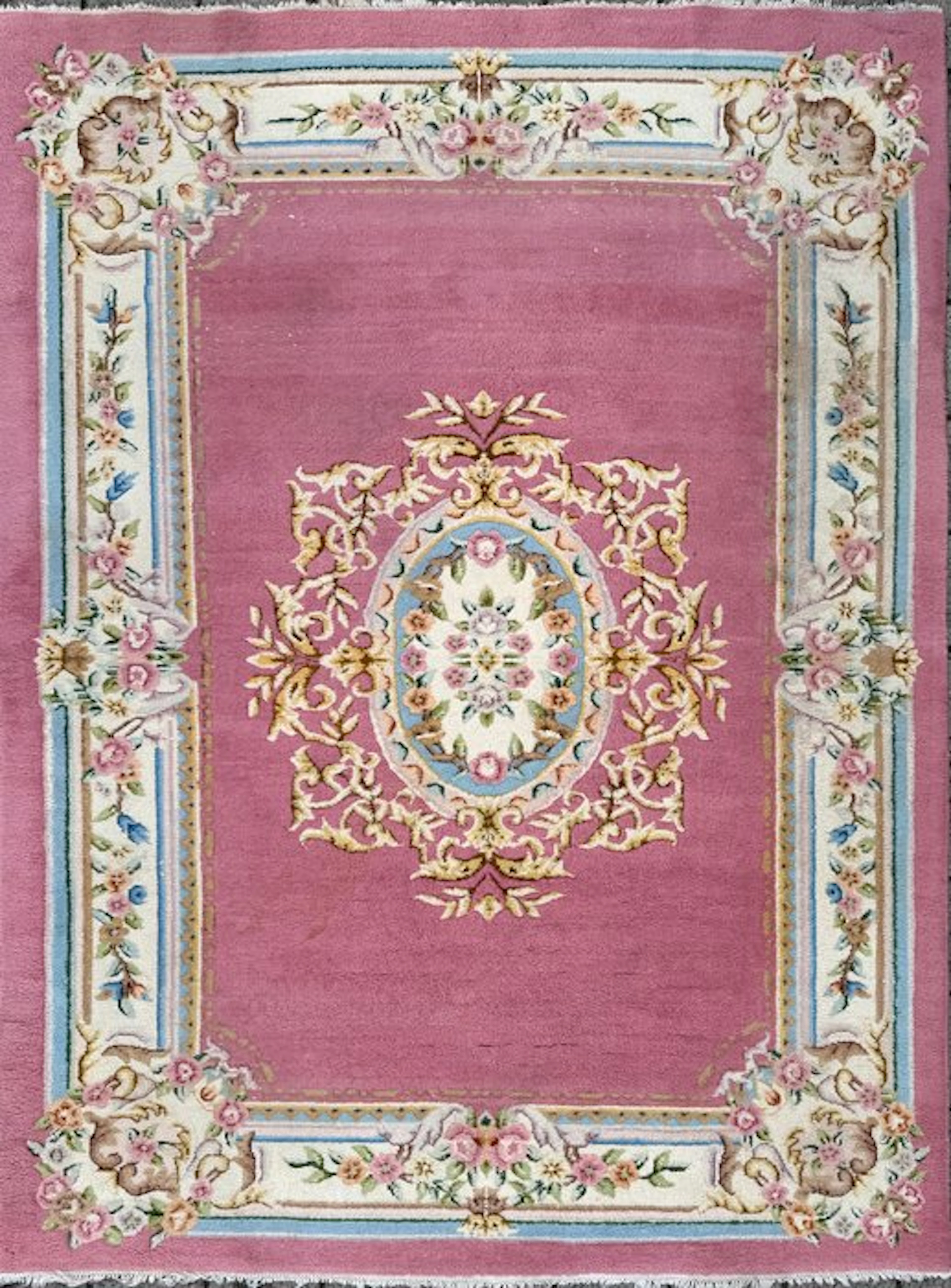 Vintage Chinese Aubusson - Cleaned - hand-knotted - wool...