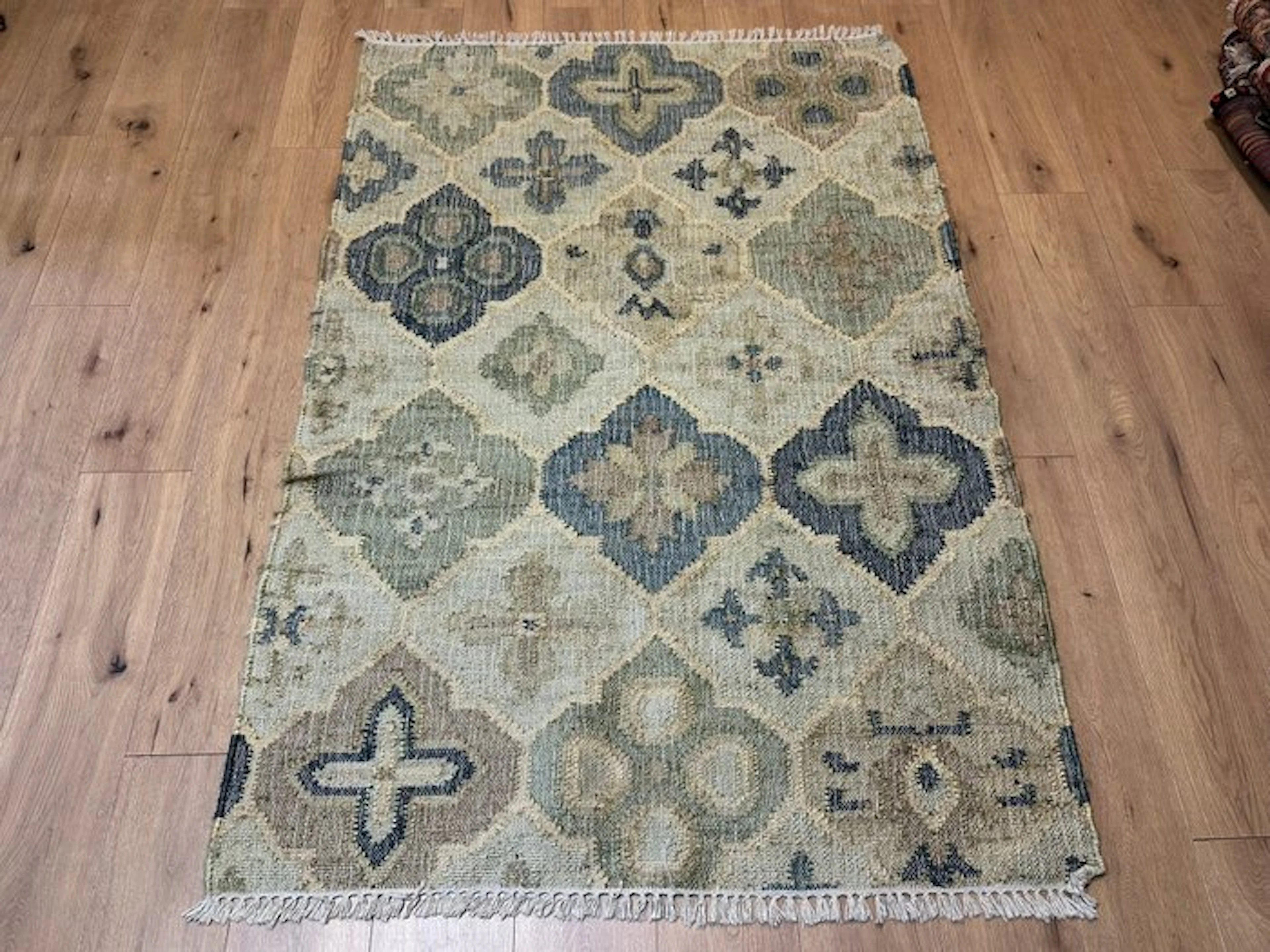 Hand-knotted Oriental rug in Berber style with ornamental...