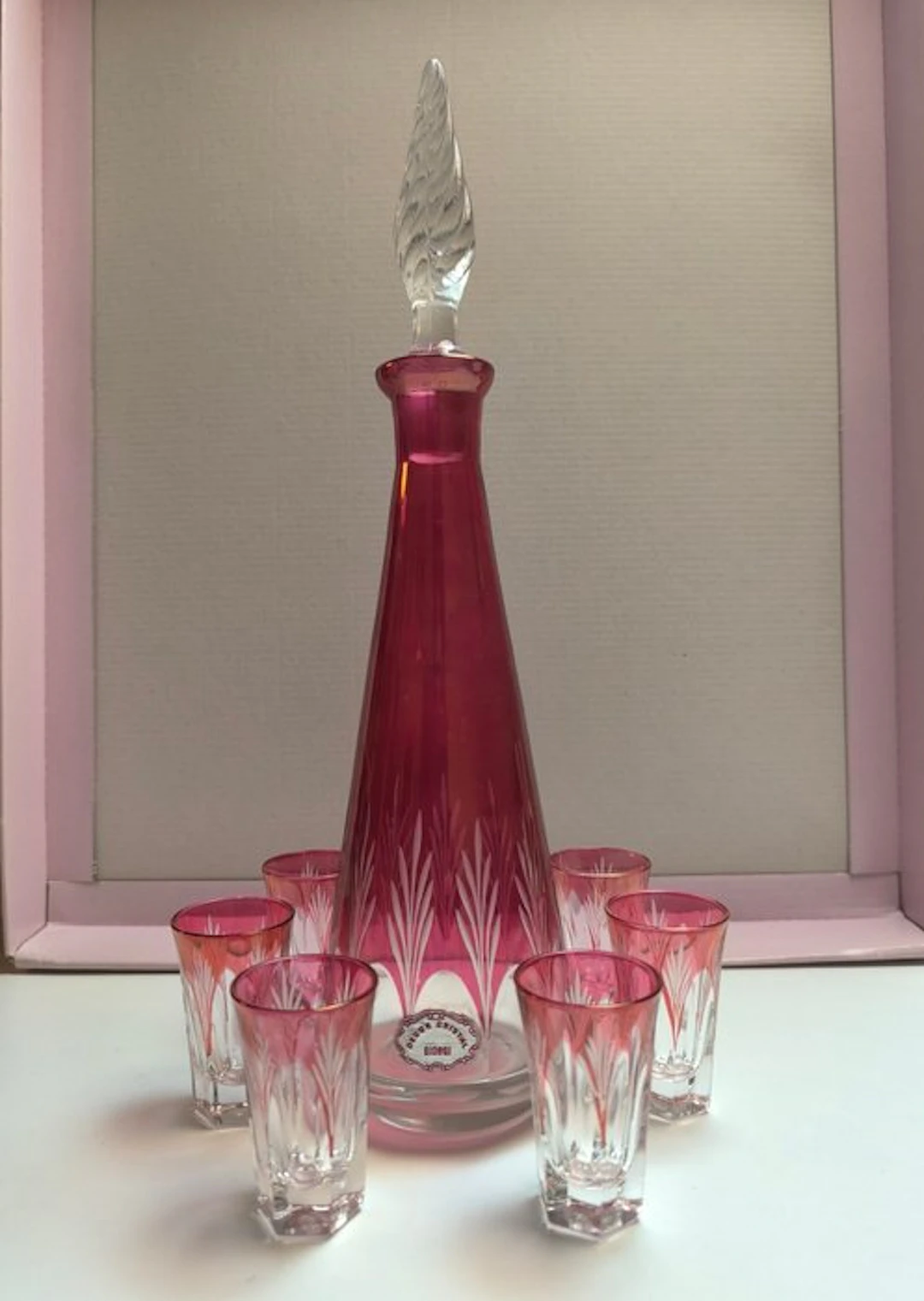 Liquor set (8) - Crystal, Glass - Décor Cristal Giorgi