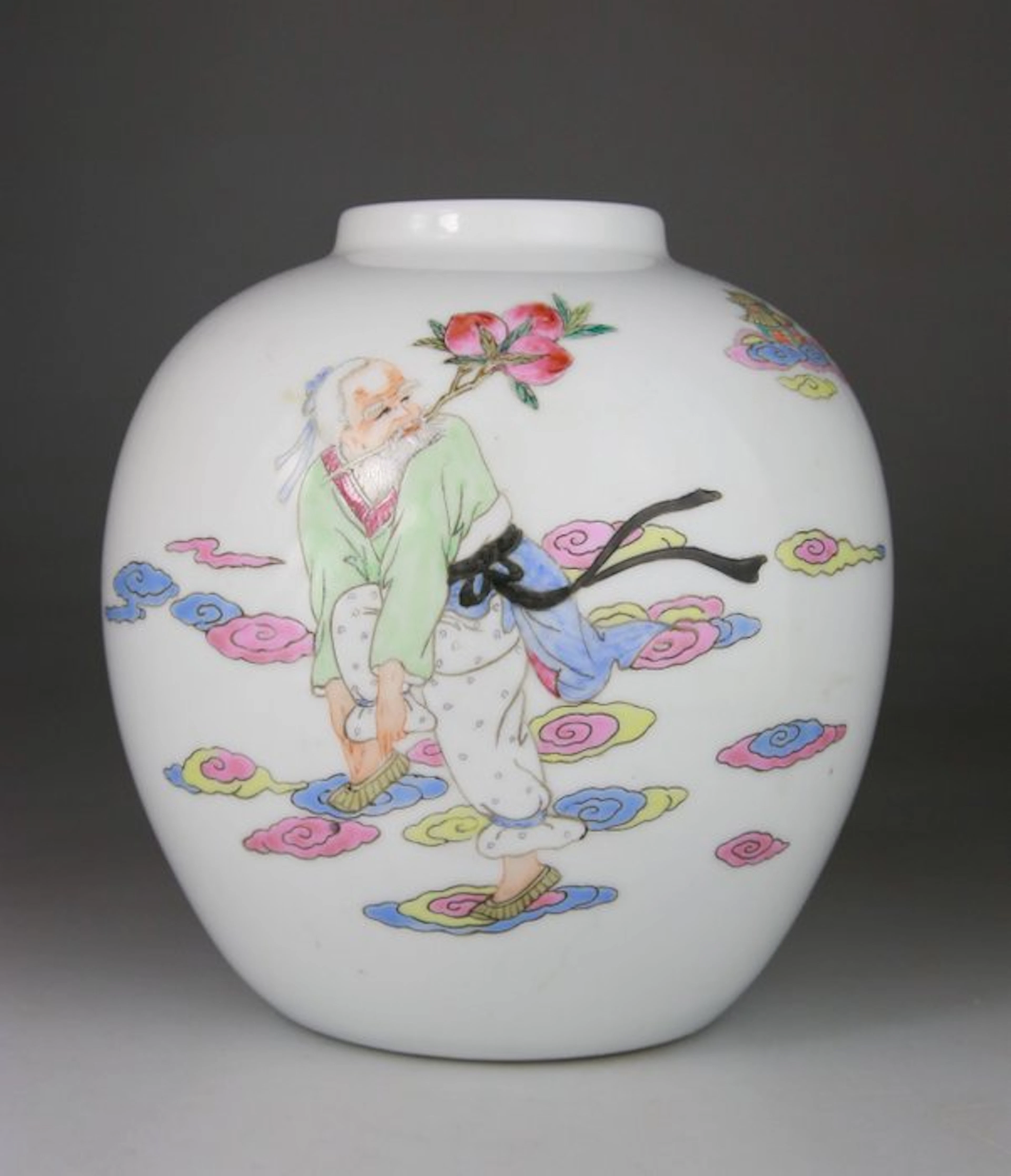 Porcelain vase - Famille Rose - Immortals - Peaches...