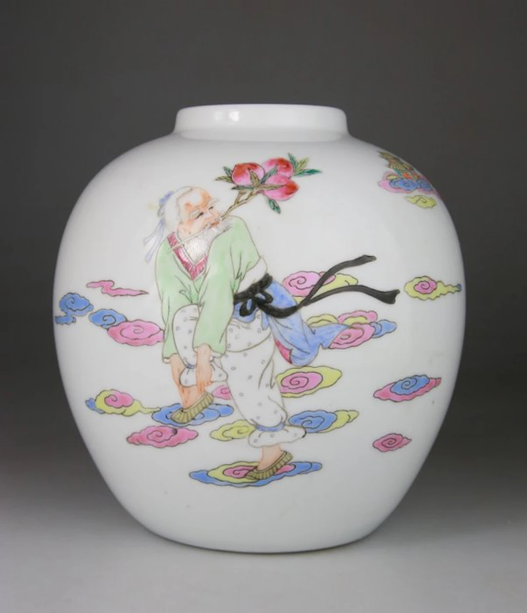 Porcelain vase - Famille Rose - Immortals - Peaches...