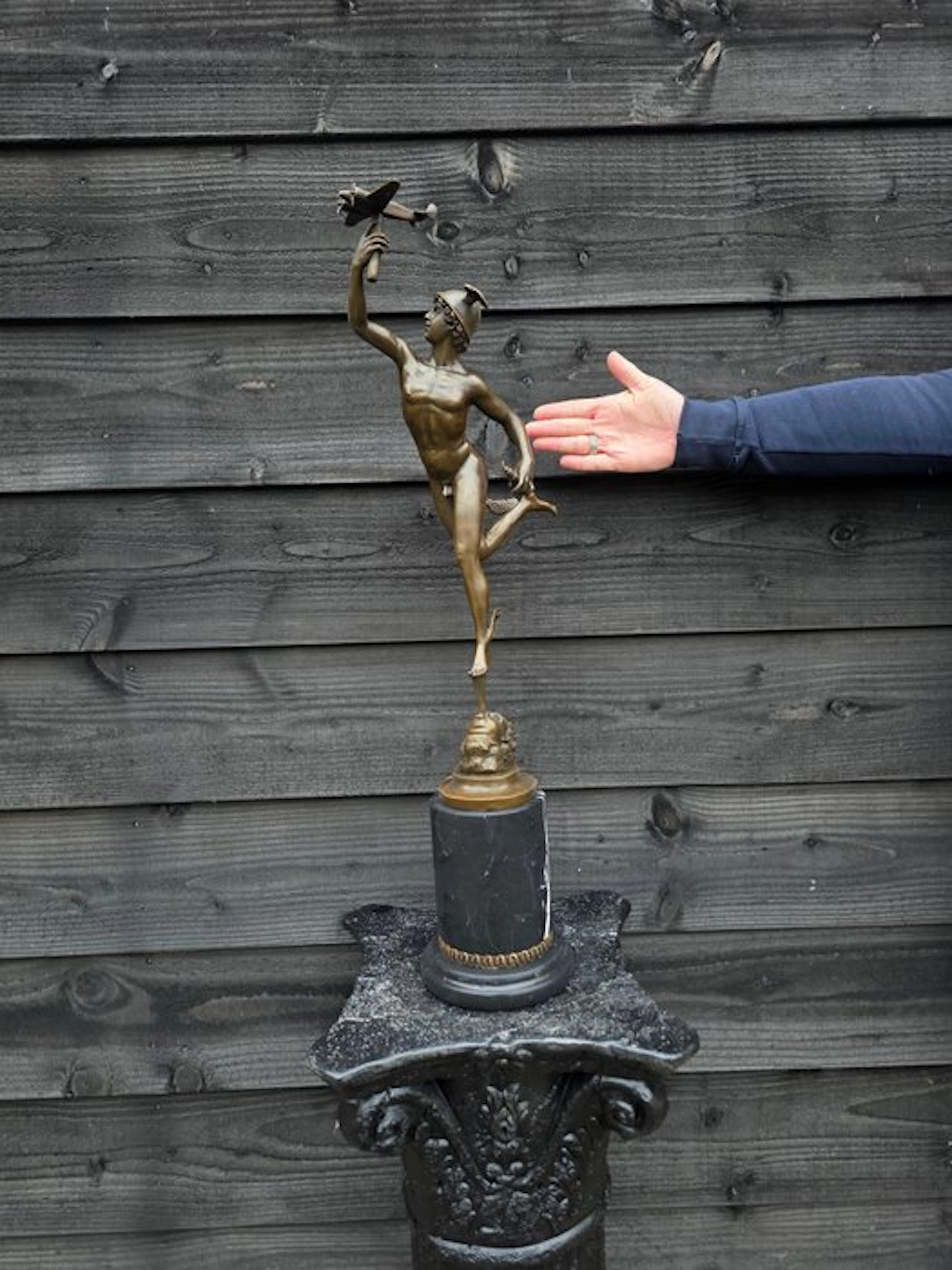 Statue, 71cm Bronze Mercury - 71 cm - Bronze, Marble