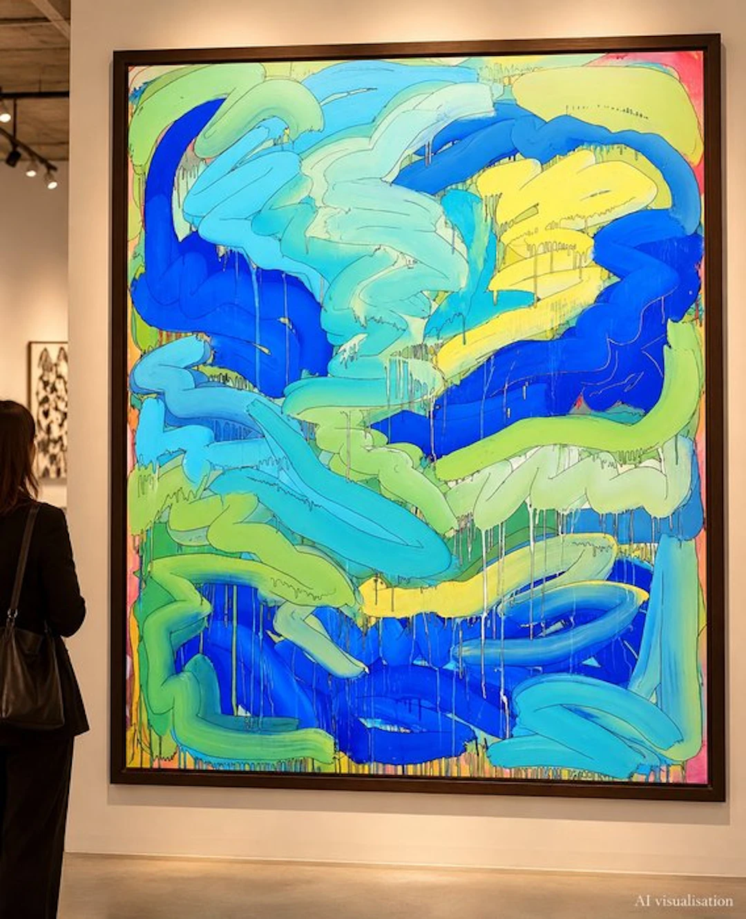 Baptiste Laurent - Blue cave, 2019, XXL acrylic and posca on canvas