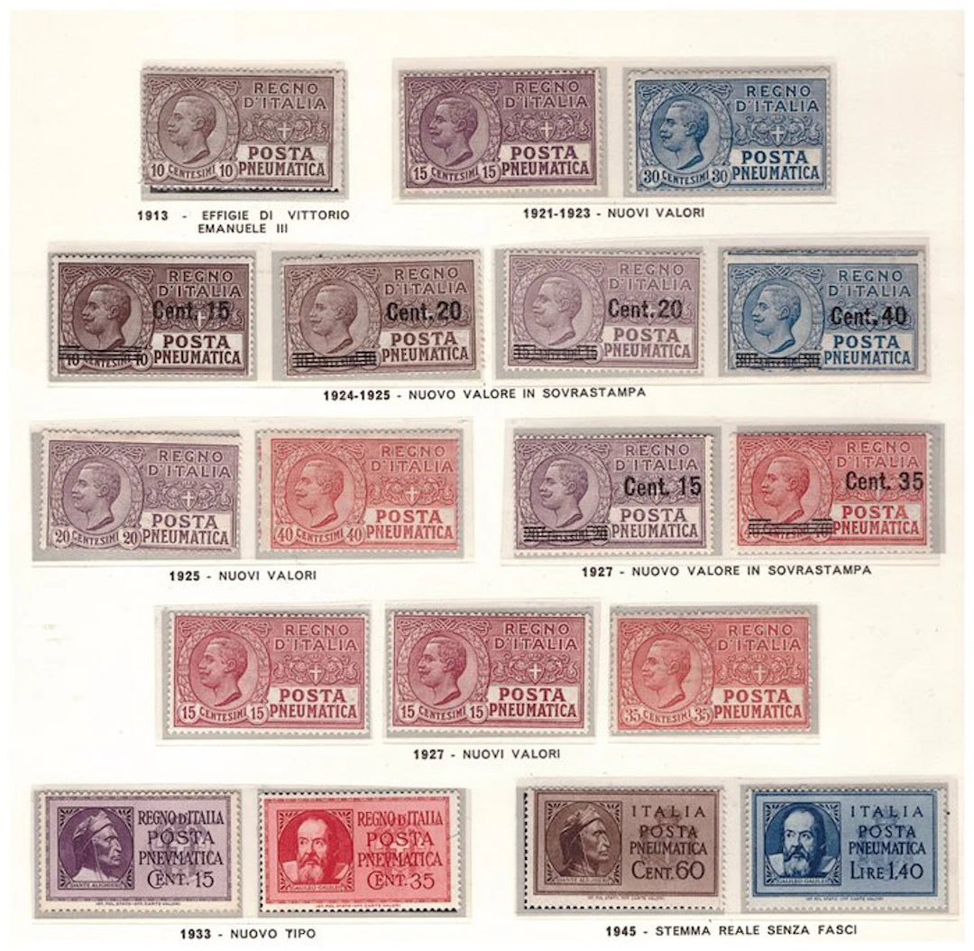 Italy 1913/1943 - Pneumatic Mail of the Kingdom of Italy -