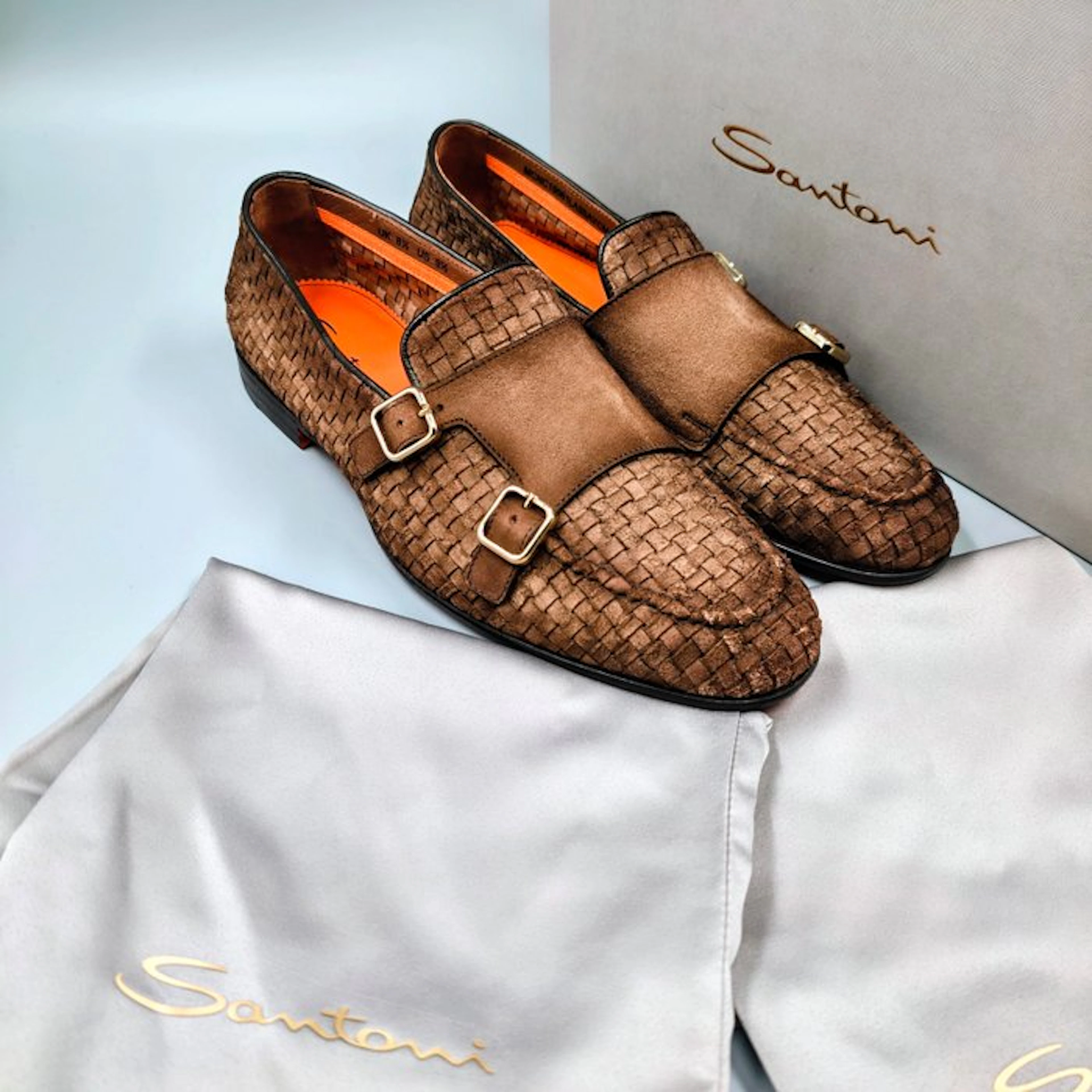 Santoni-UK8.5-Doublebuckle - Loafers - Size: EU 43.5 - New in box