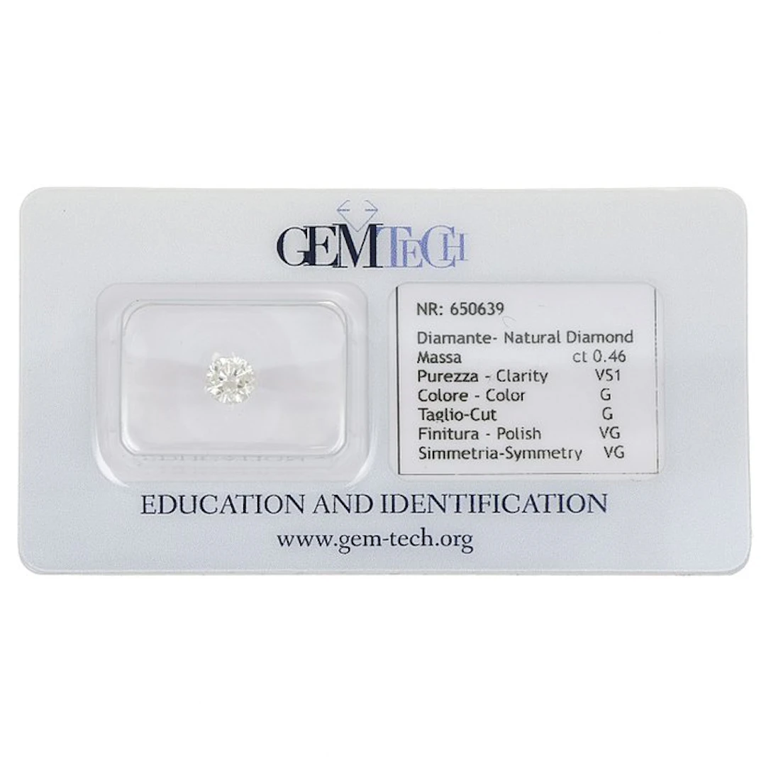 1 pcs Diamond (Natural) - 0.46 ct - Round - G - VS1...