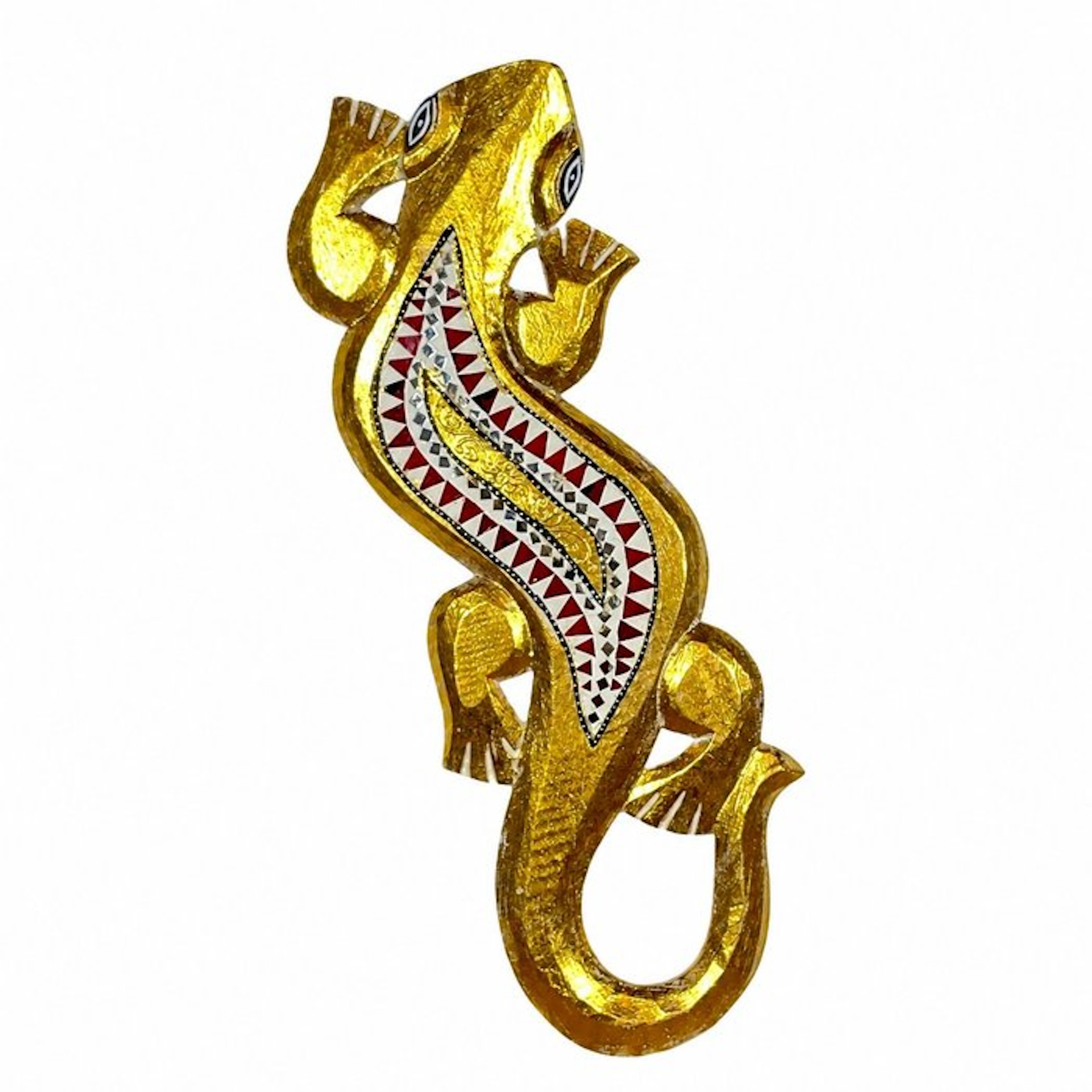 Wall decoration - Elegant Golden Gecko - Handmade Ethnic Asian Style