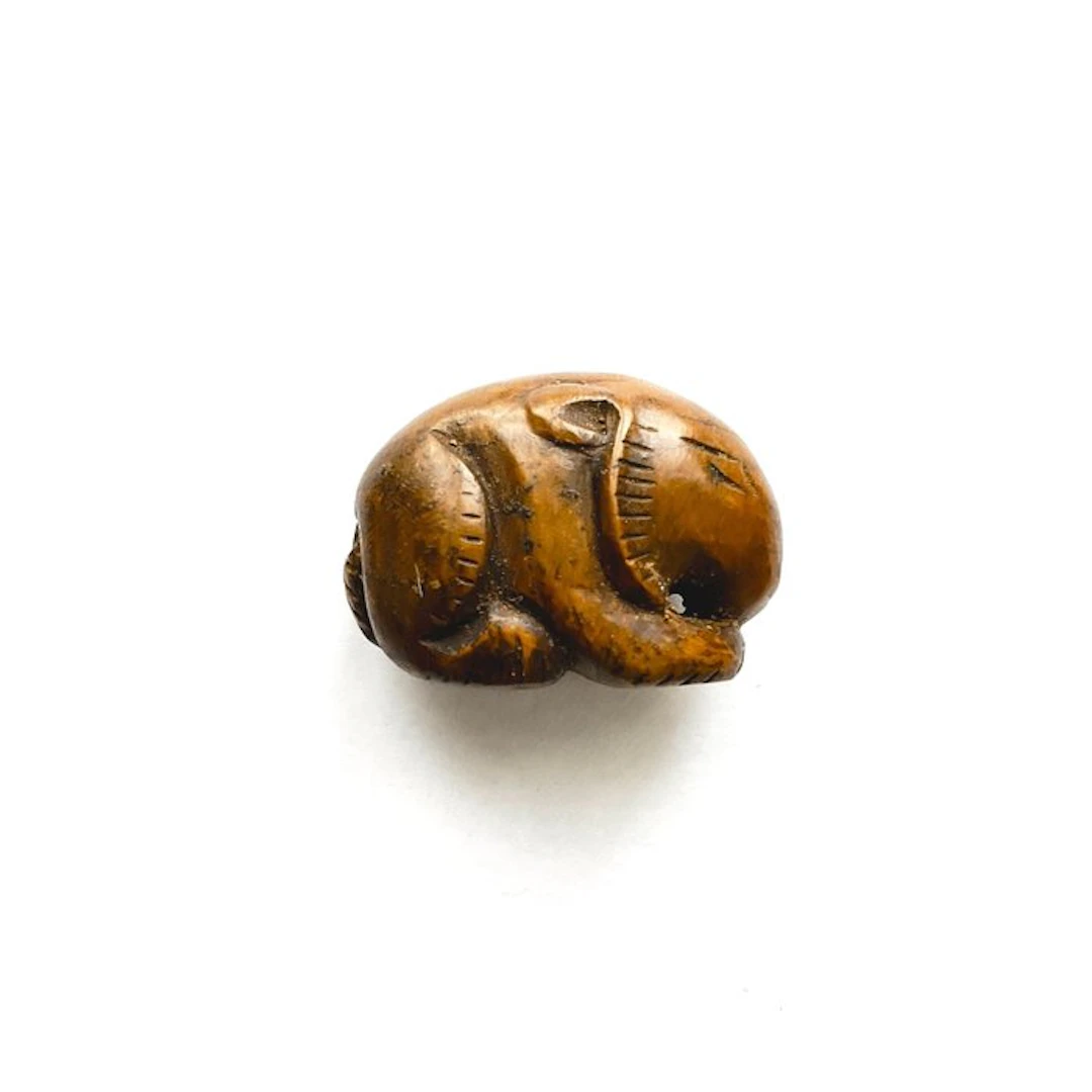 Ancient Chinese Brown Turquoise XS Rabbit Bead Talisman - 18 mm
