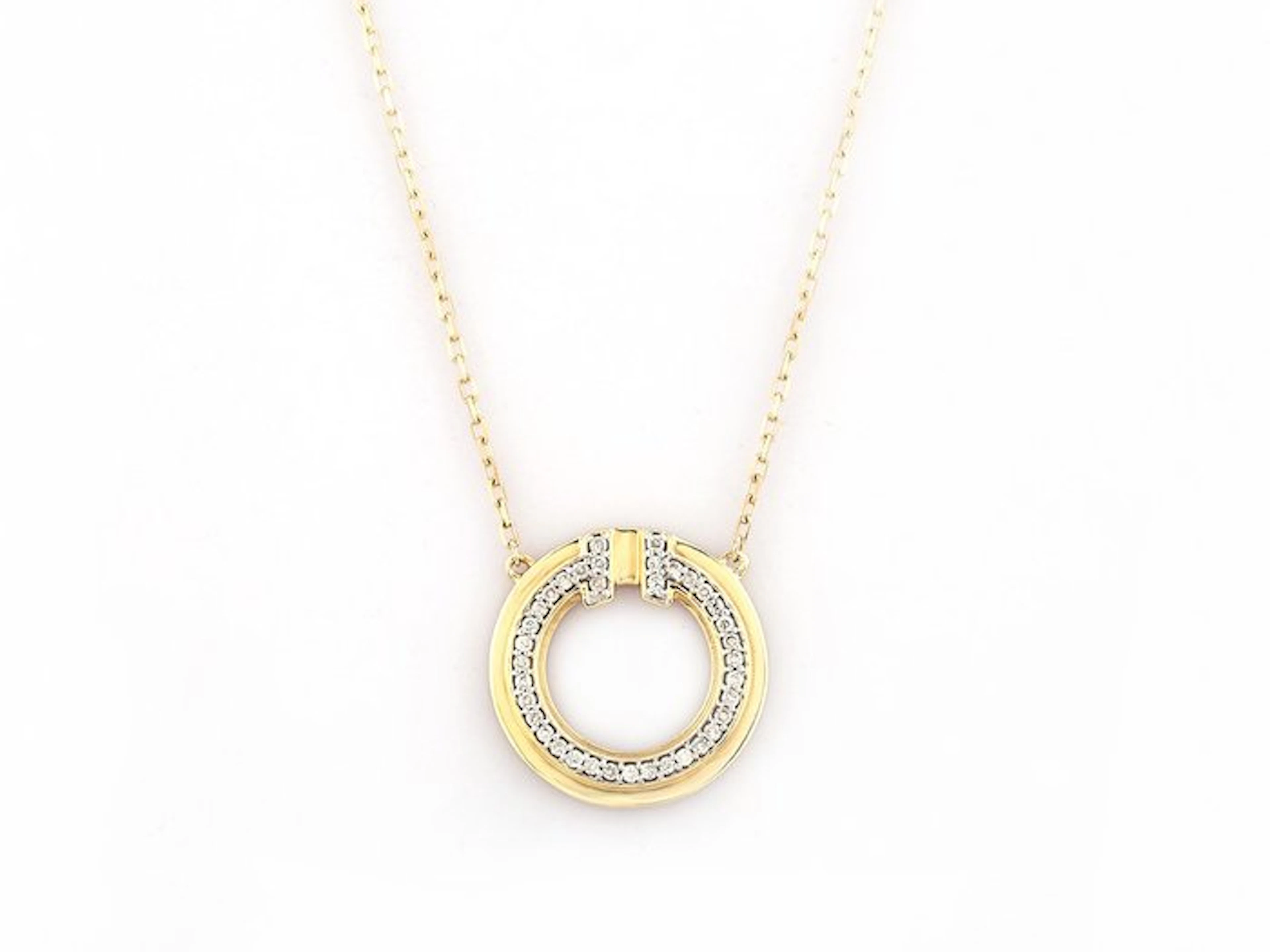 Necklace with pendant - 14 kt. Yellow gold - 0.14ct. tw. Diamond (Natural)