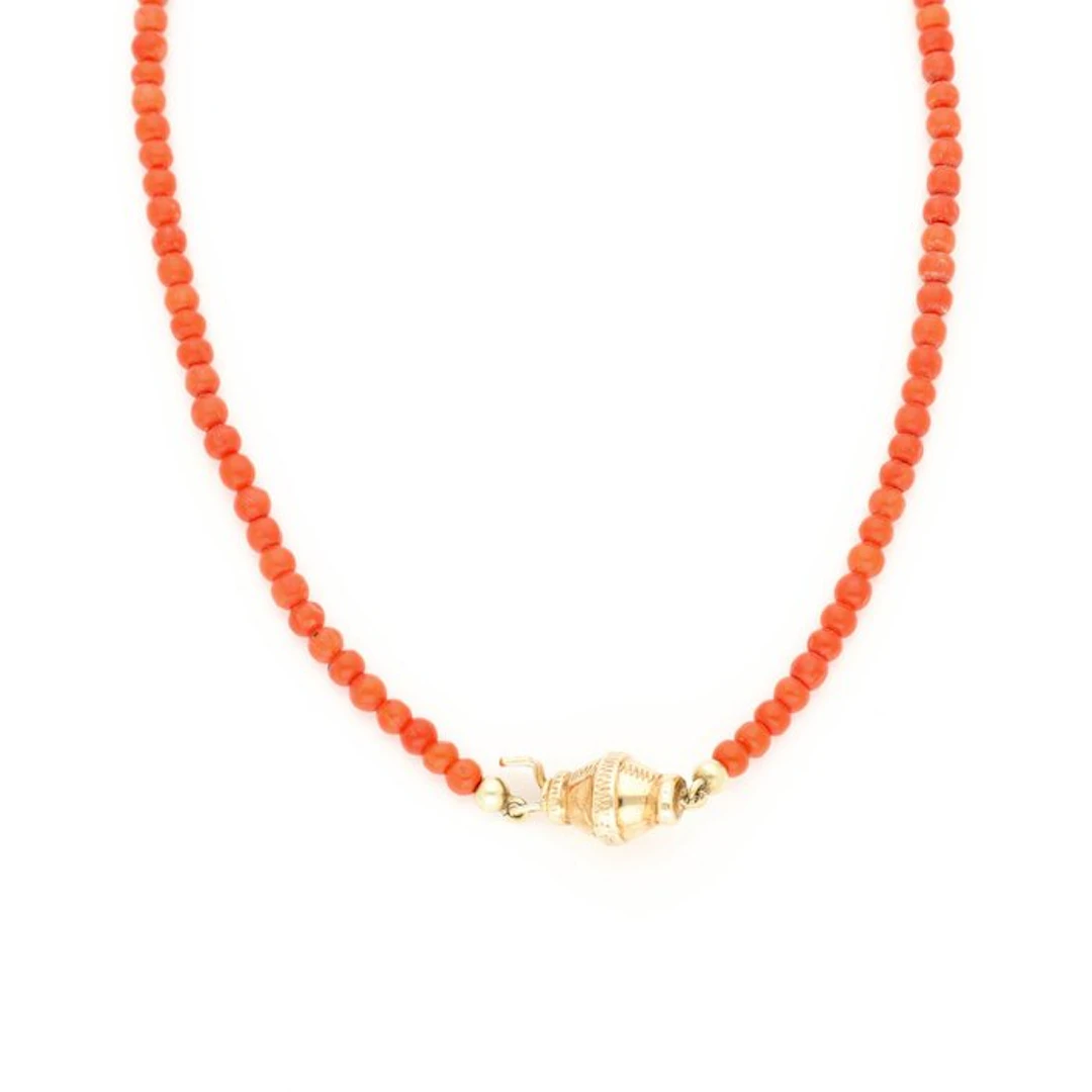 Necklace - 14 kt. Yellow gold - Red coral