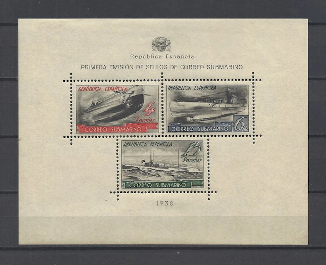 Spain 1938 - Hojita submarine block - Edifil nº 781