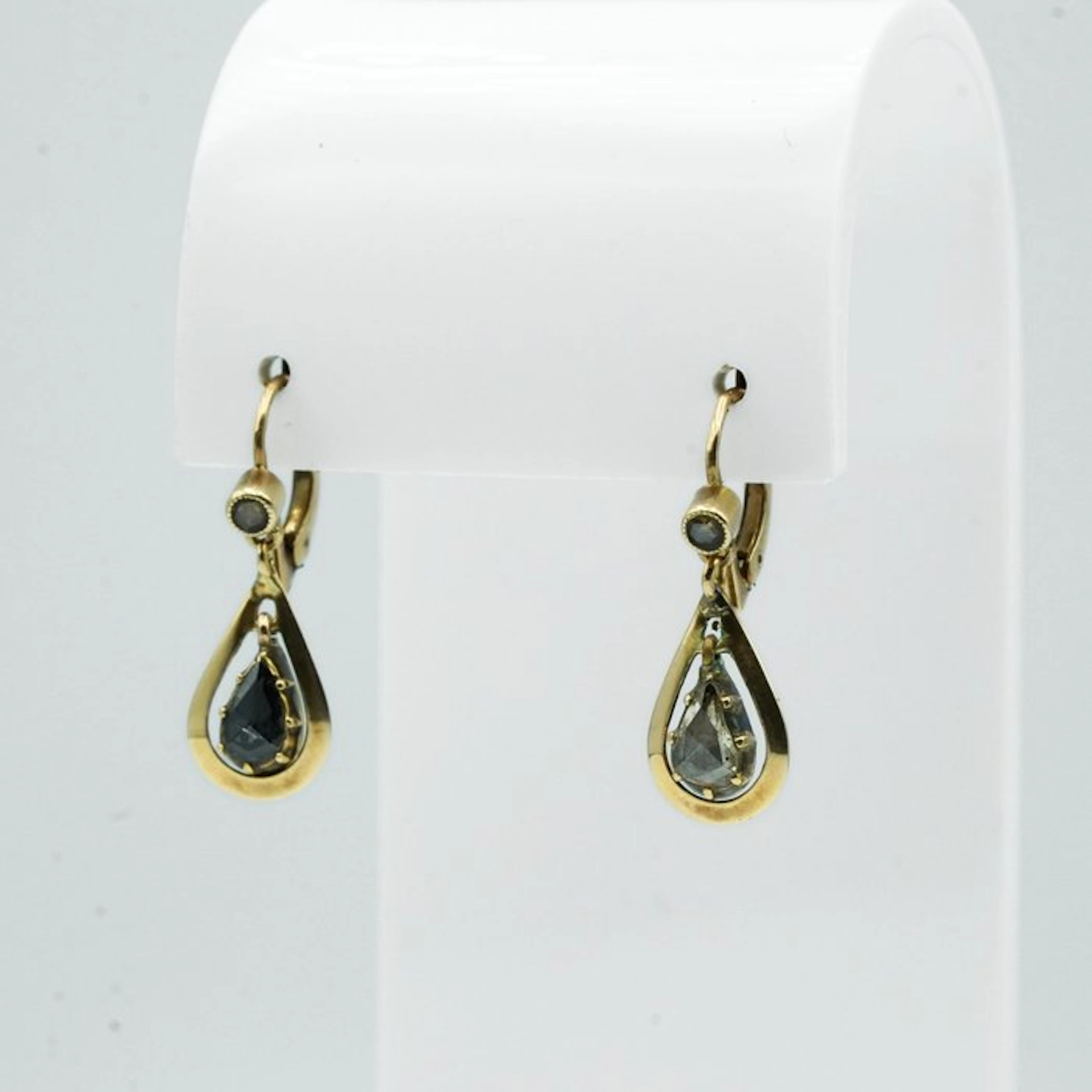 Drop earrings - 14 kt. Yellow gold - Diamond