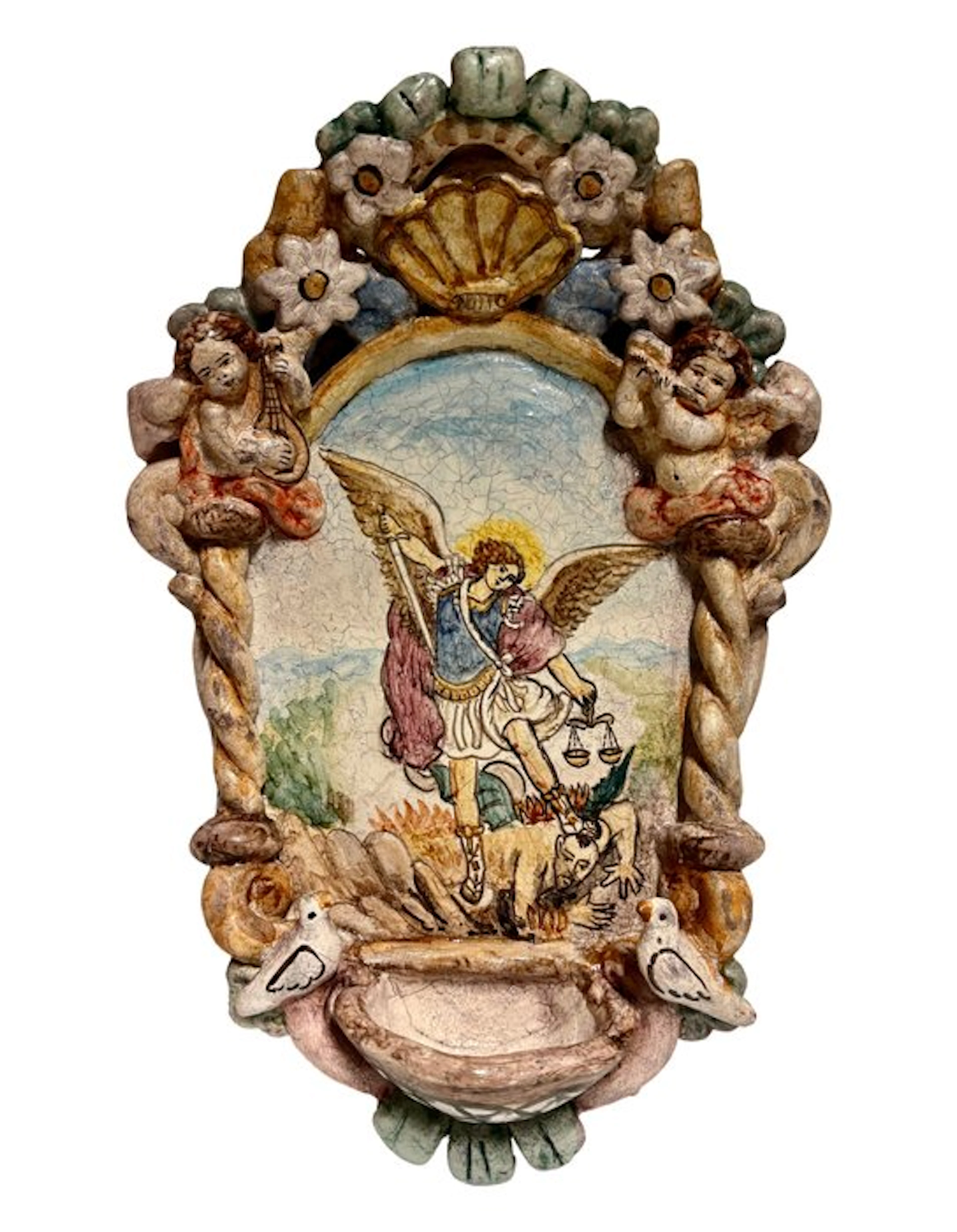 Holy water font - the 20th century - Saint Michael the Archangel - 28 cm