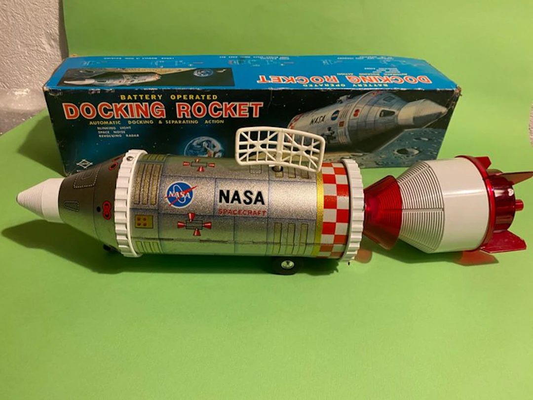Daiya - Tin toy - Battery Operated Docking Rocket - NASA Spacecraft - Japan