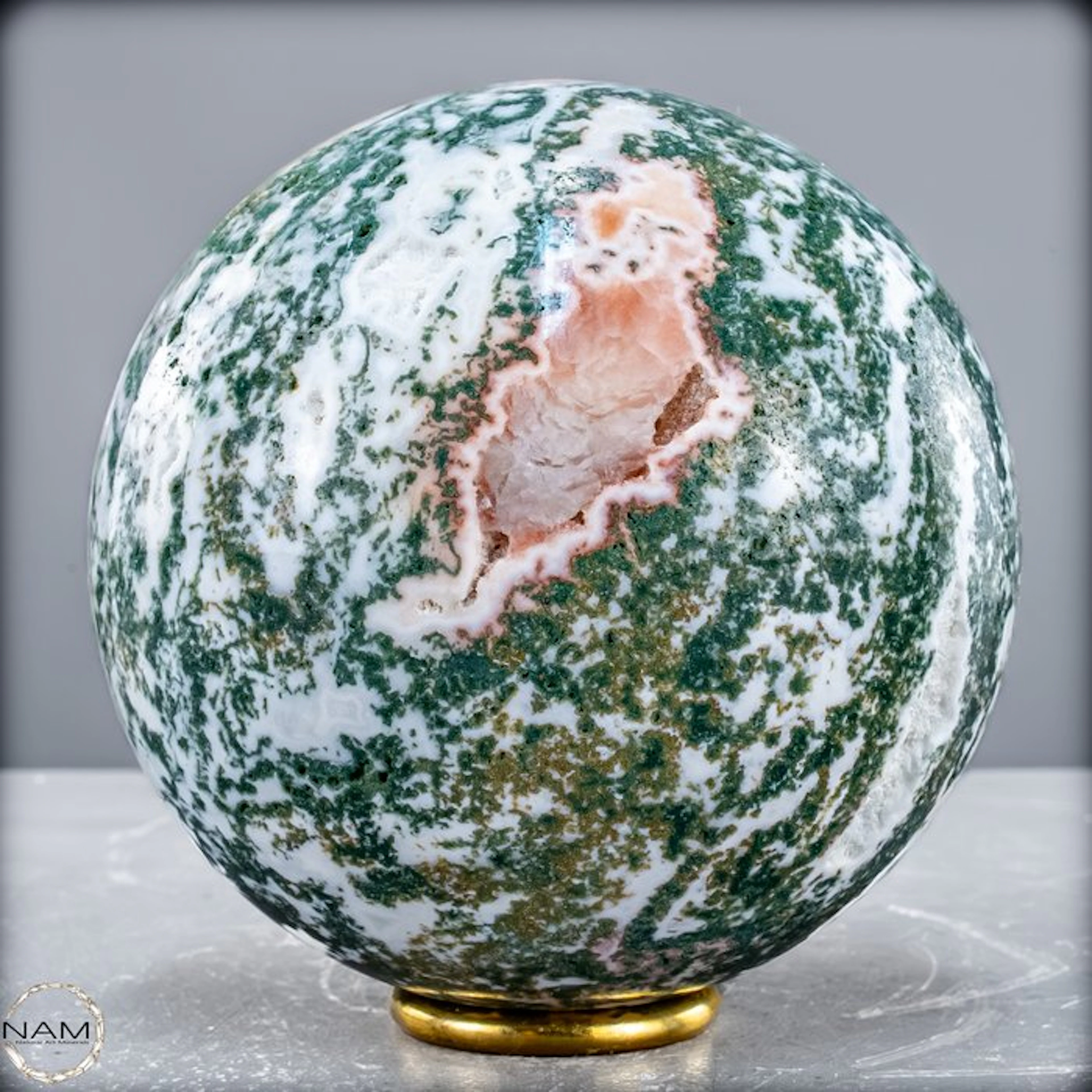Rare Natural Artistic Moss - Agate Sphere, Brazil- 2058.61 g