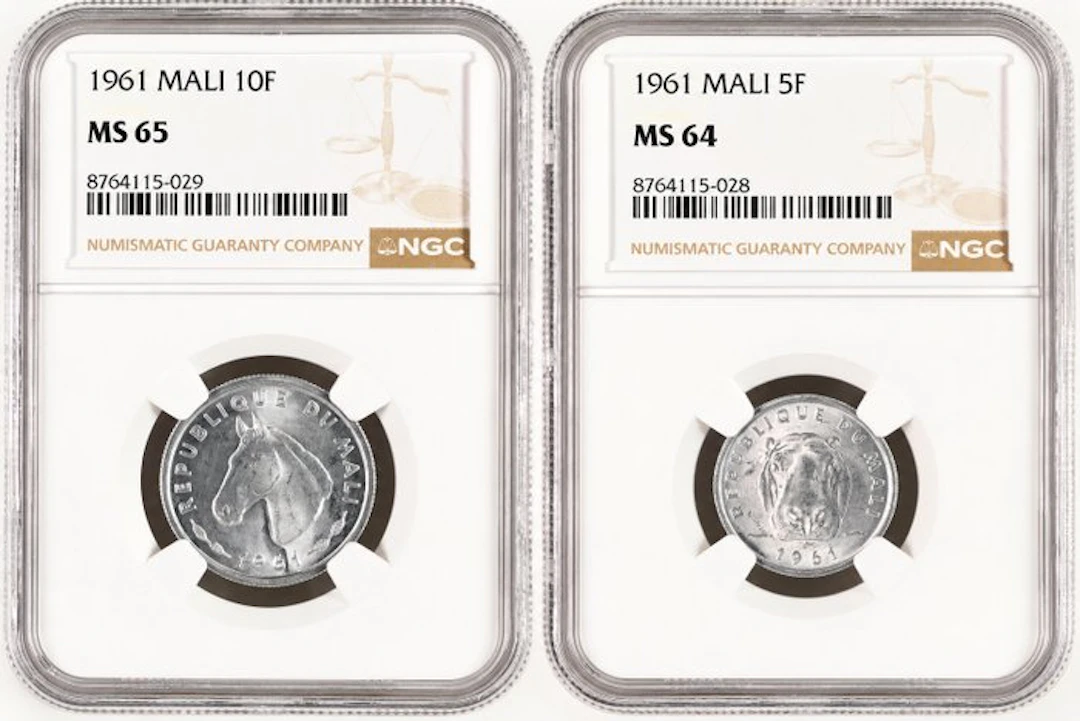 Mali. 10 Francs & 5 Francs 1961 - NGC MS64/MS65
