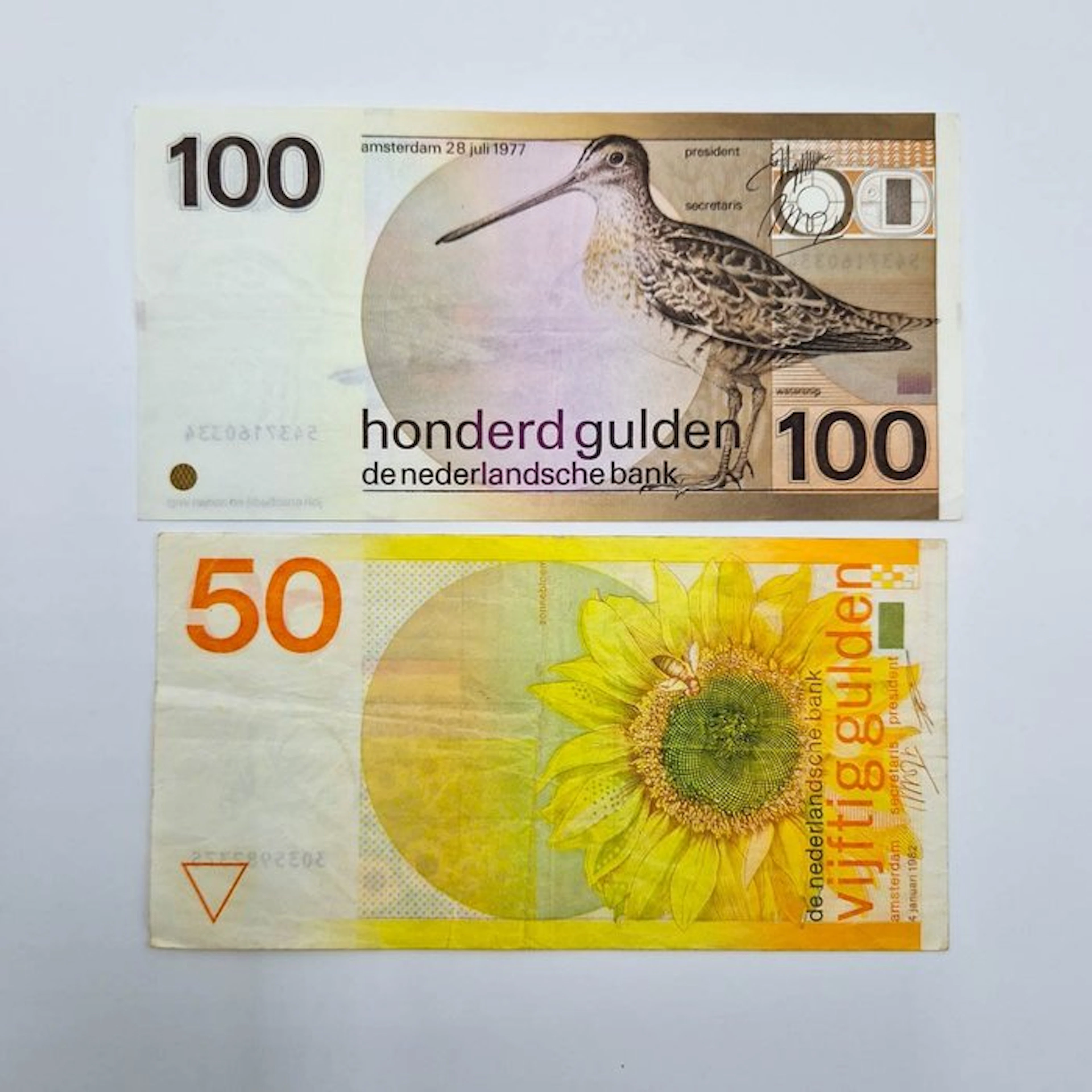 Netherlands. - 50, 100 Gulden 1977, 1982 - PL83, PL104 (No reserve price)