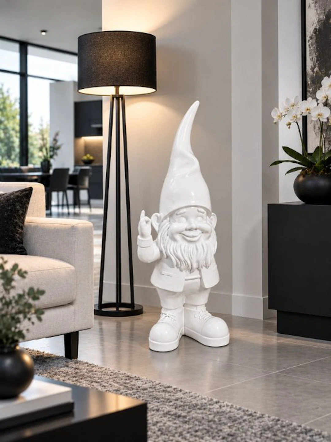 Statue, garden statue 95 cm high gnome pin hat - 95 cm - polyresin