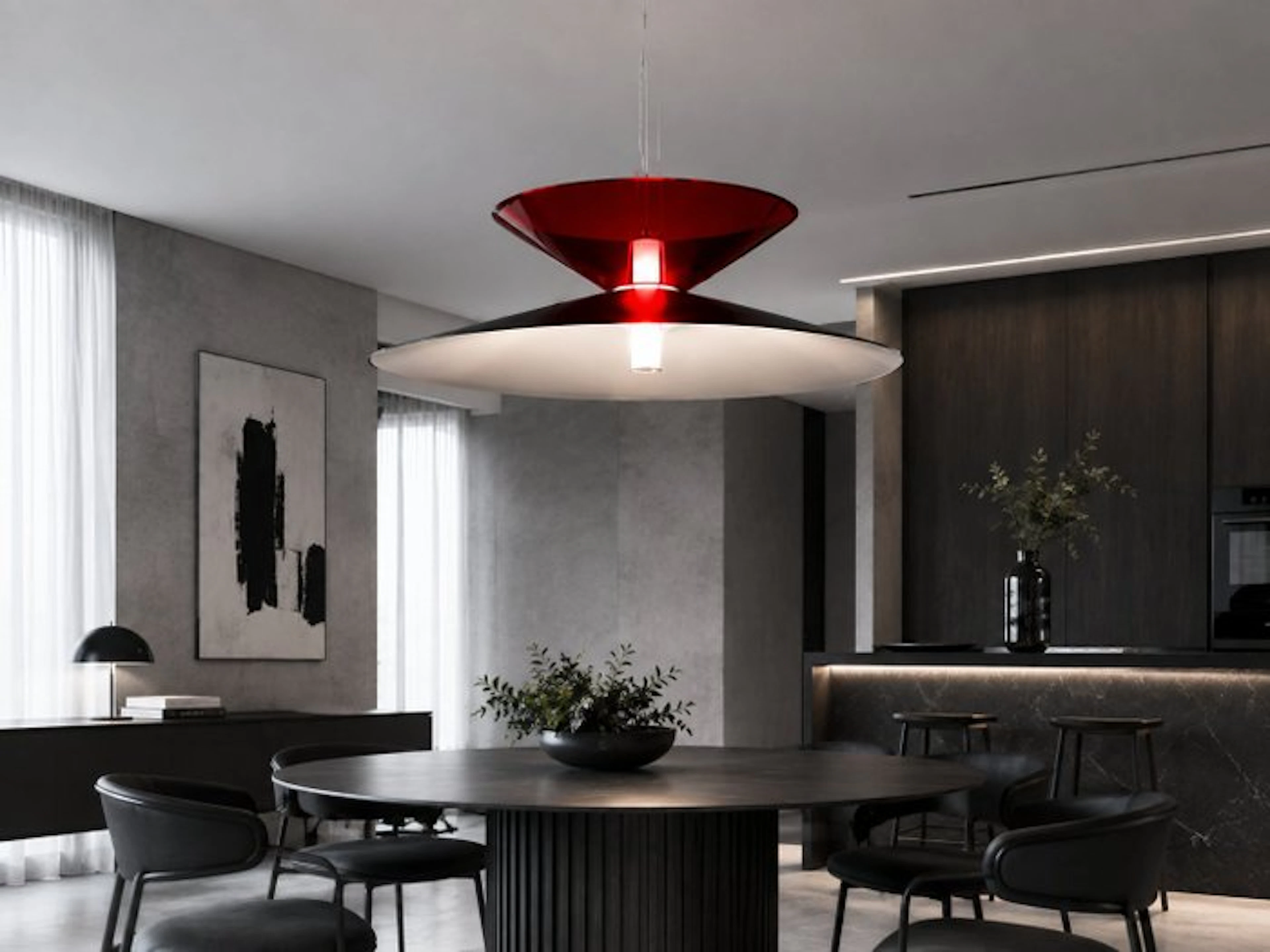 Fontana Arte - Paolo Rizzatto - Hanging lamp - Thalea - Aluminium, Steel, Glass