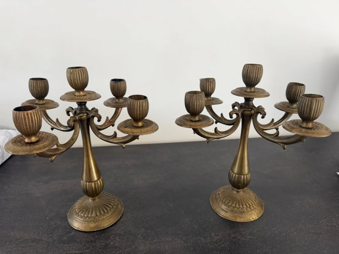 Candelabrum - Bronze - Pair of bronze candelabra.