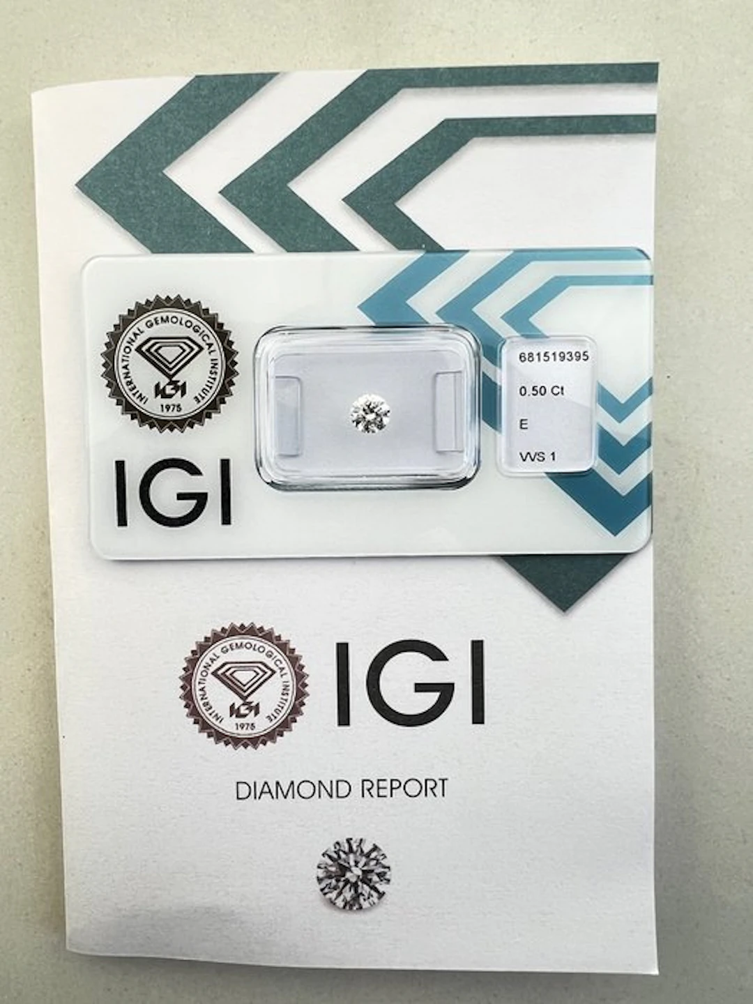 1 pcs Diamond (Natural) - 0.50 ct - Round - E - VVS1...