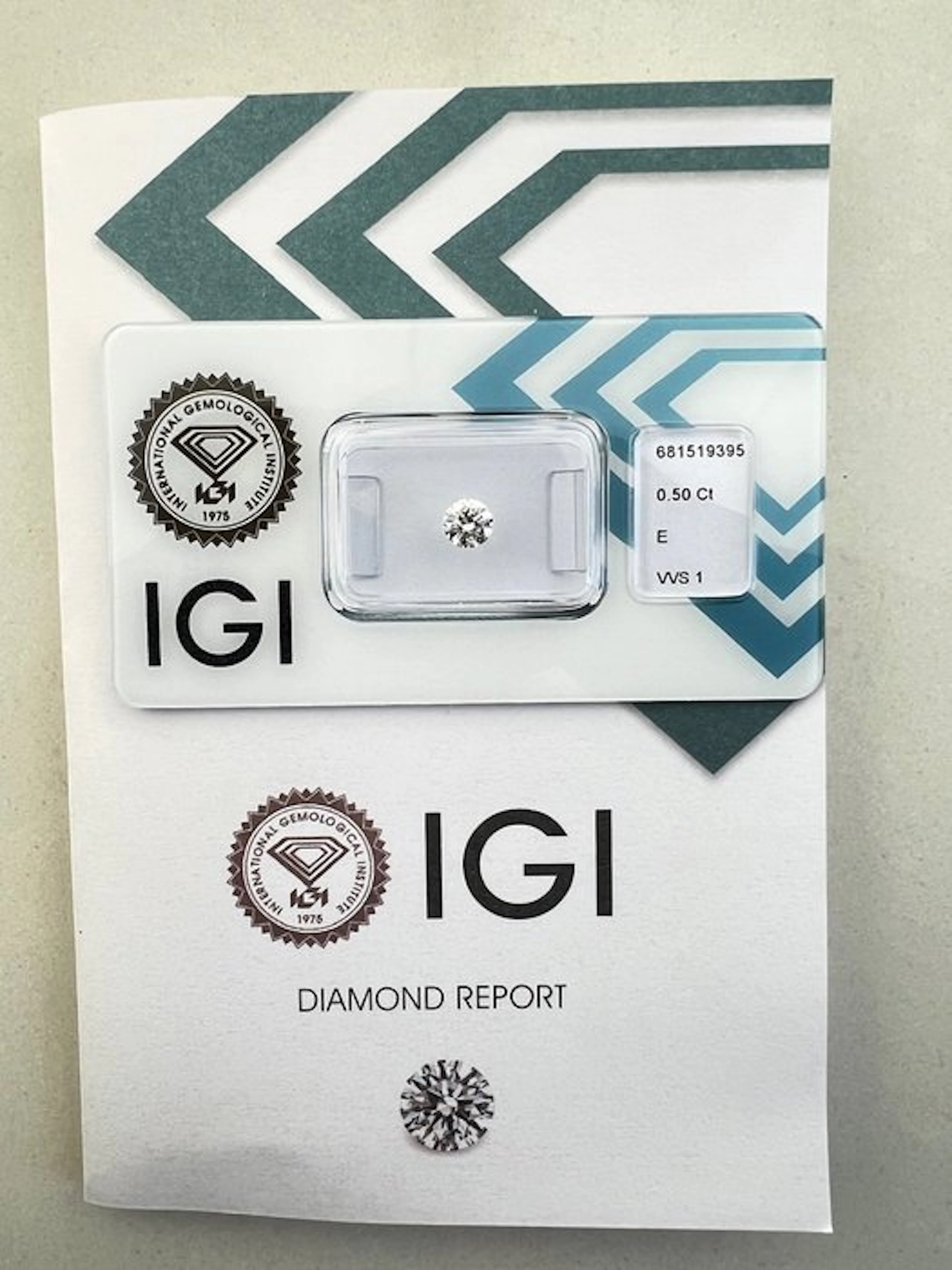 1 pcs Diamond (Natural) - 0.50 ct - Round - E - VVS1...