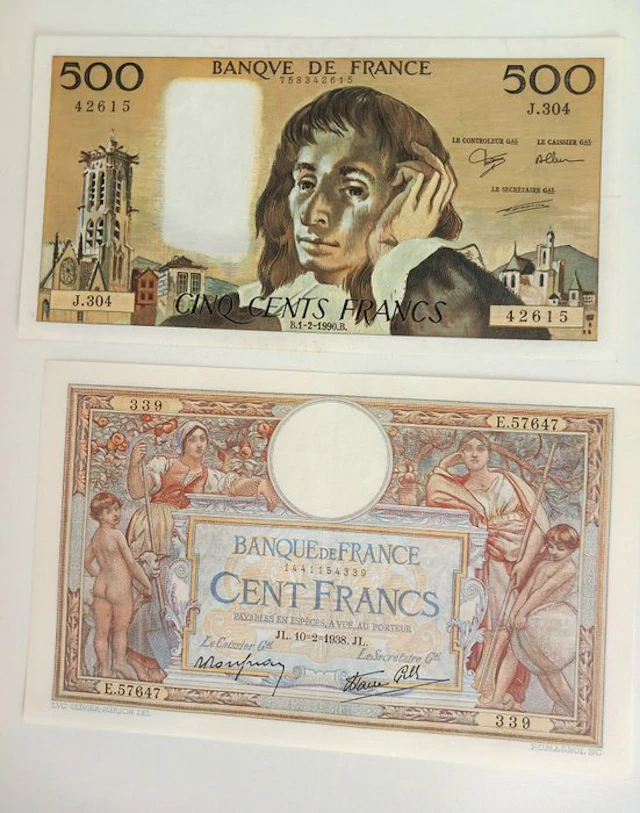 France. - 500, 1000 Francs - 1938/1990 (No reserve price)
