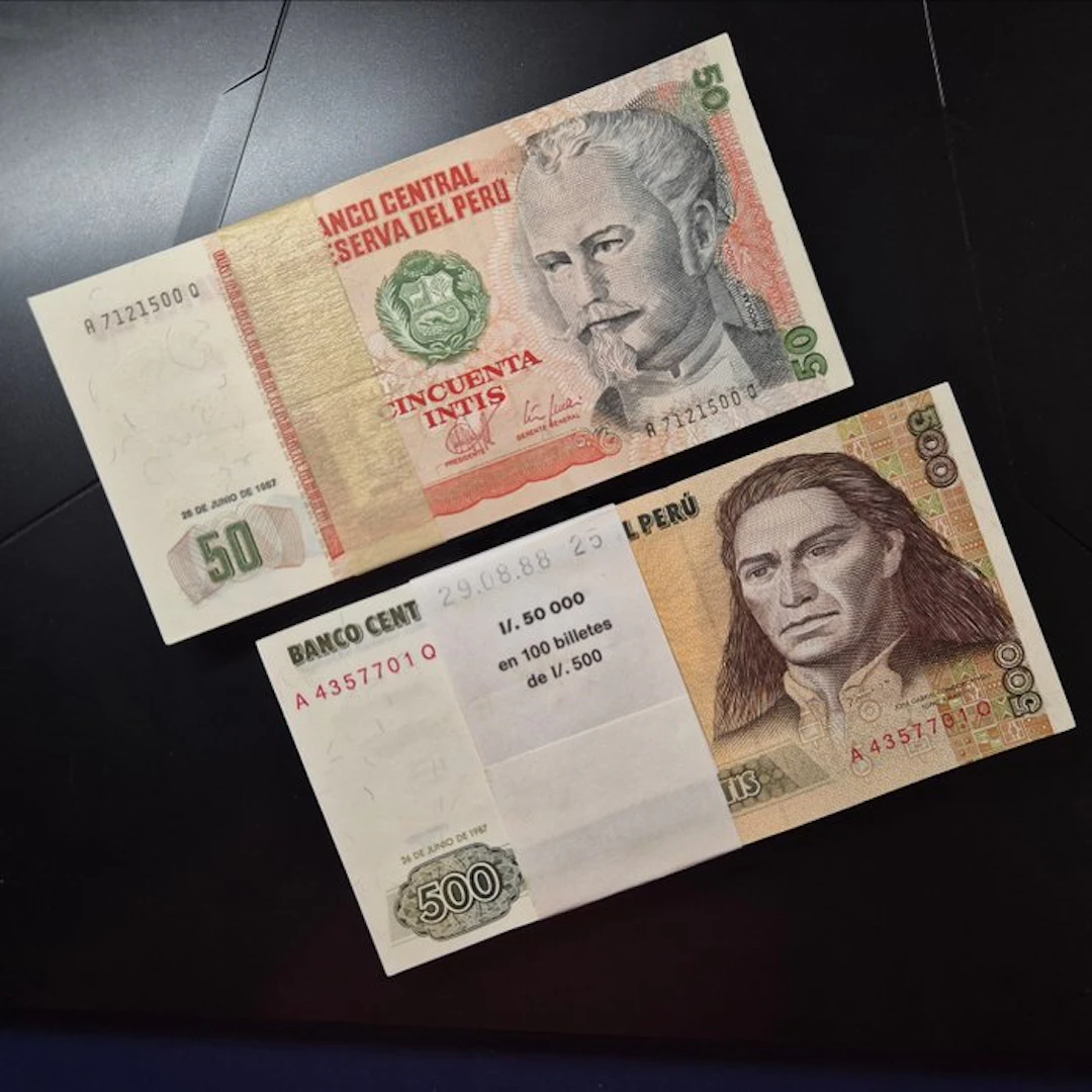 Peru. - 100 x 50 and 100 x 500 Intis - 1987 (No reserve price)