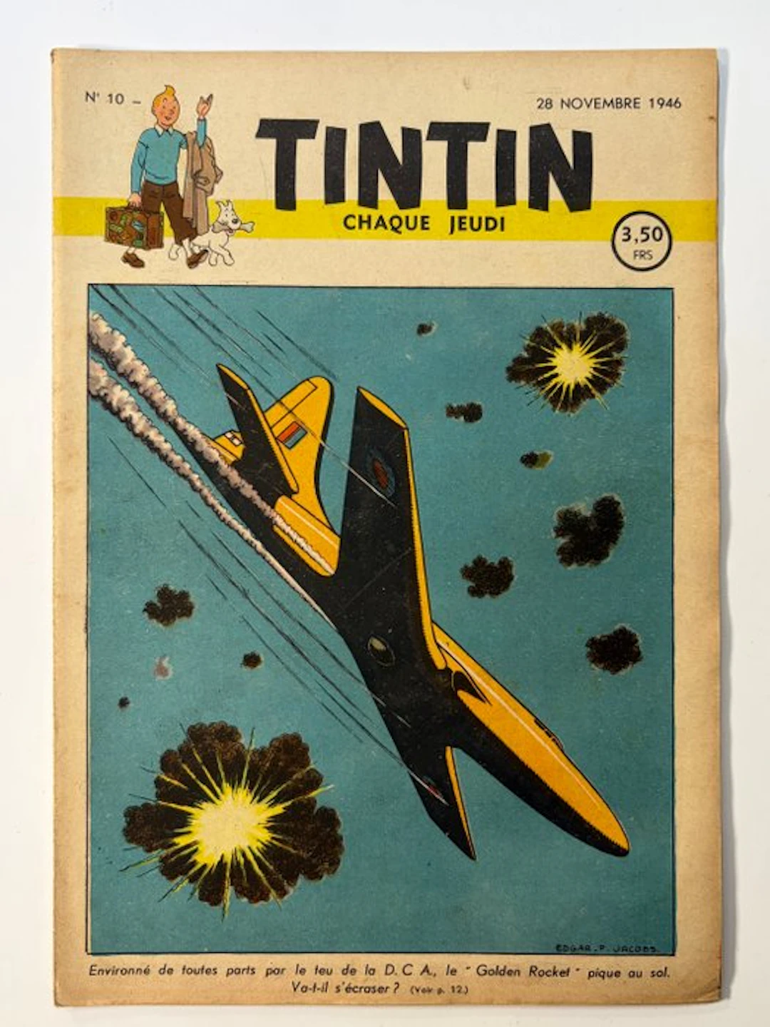 Tintin (magazine) N°10 - 28 novembre 1946 - Couverture Edgar P