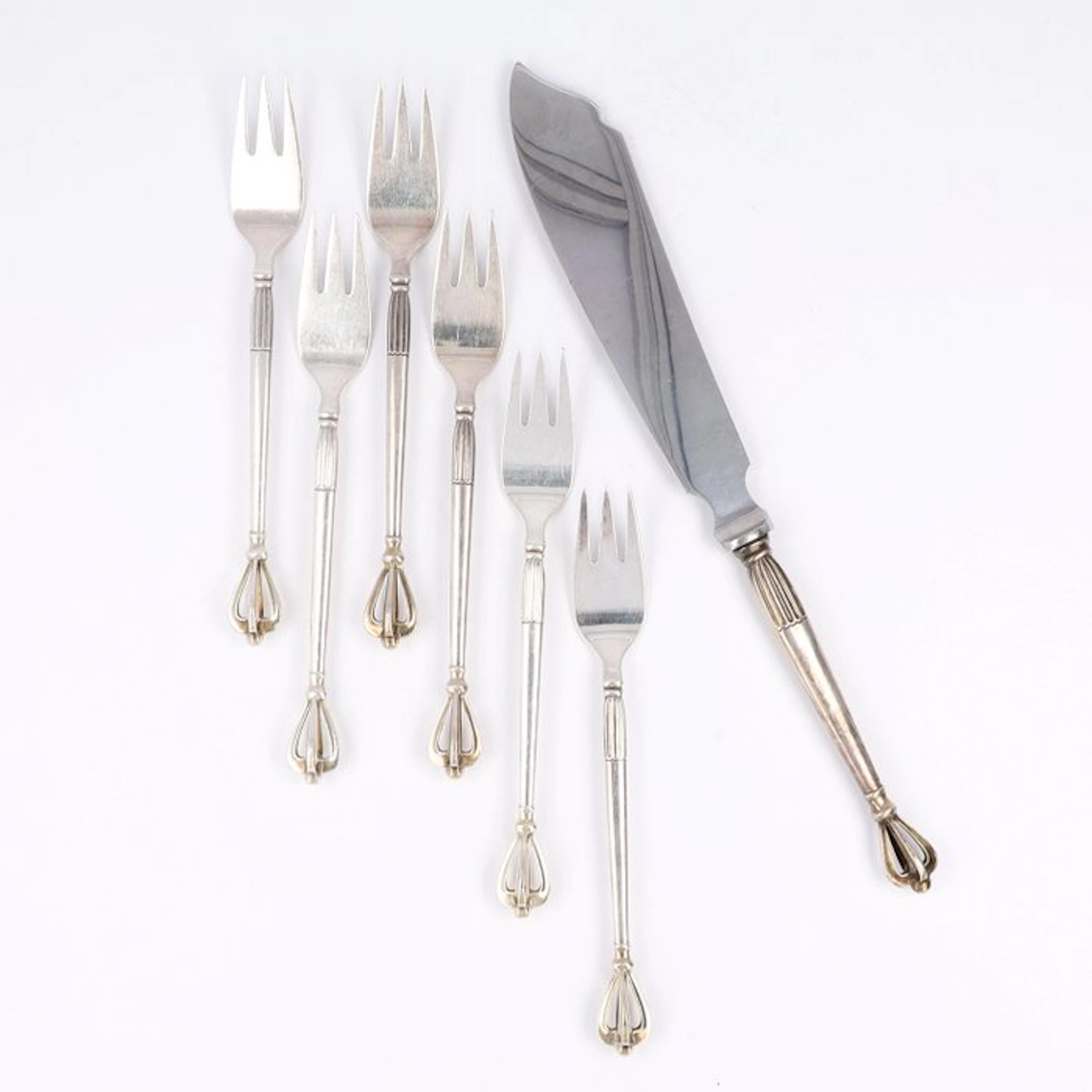 W. & S. Sorensen - Taartmes & - Cake fork (7) - .925 silver