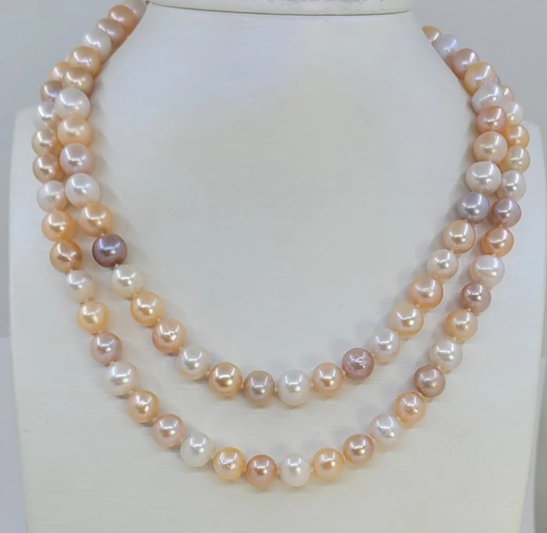 No reserve price - Necklace 9x10mm Multi Edison Pearls