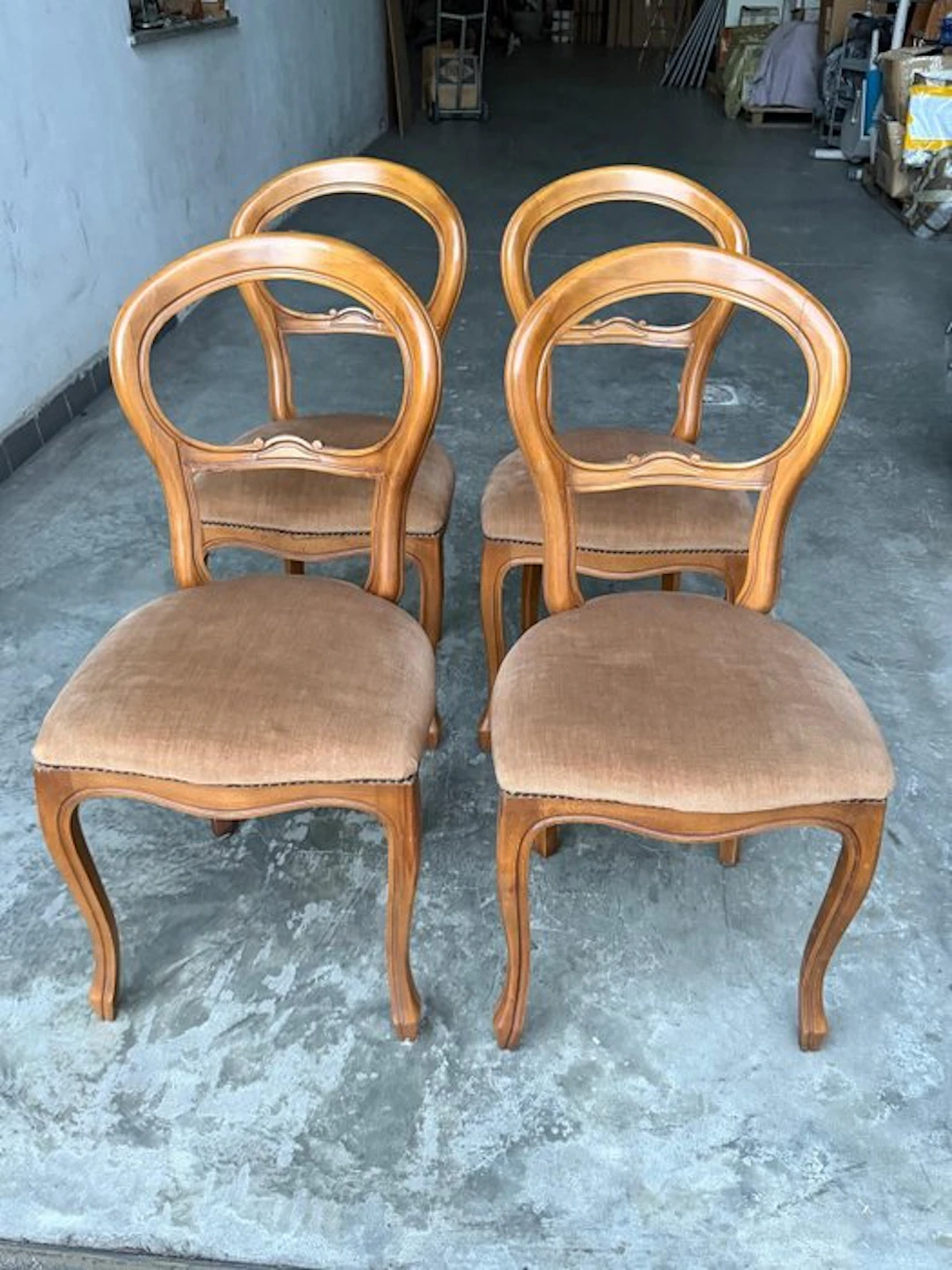 Chair (4) - Wood, Textile - set of chairs